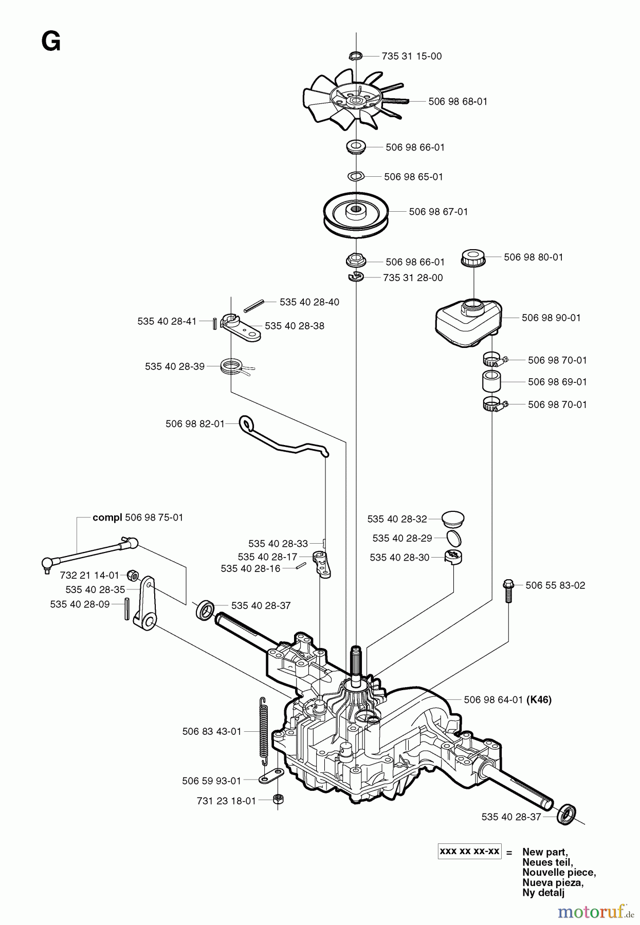 Jonsered Reitermäher FR2115 MA - Jonsered Rear-Engine Riding Mower (2002-03) TRANSMISSION