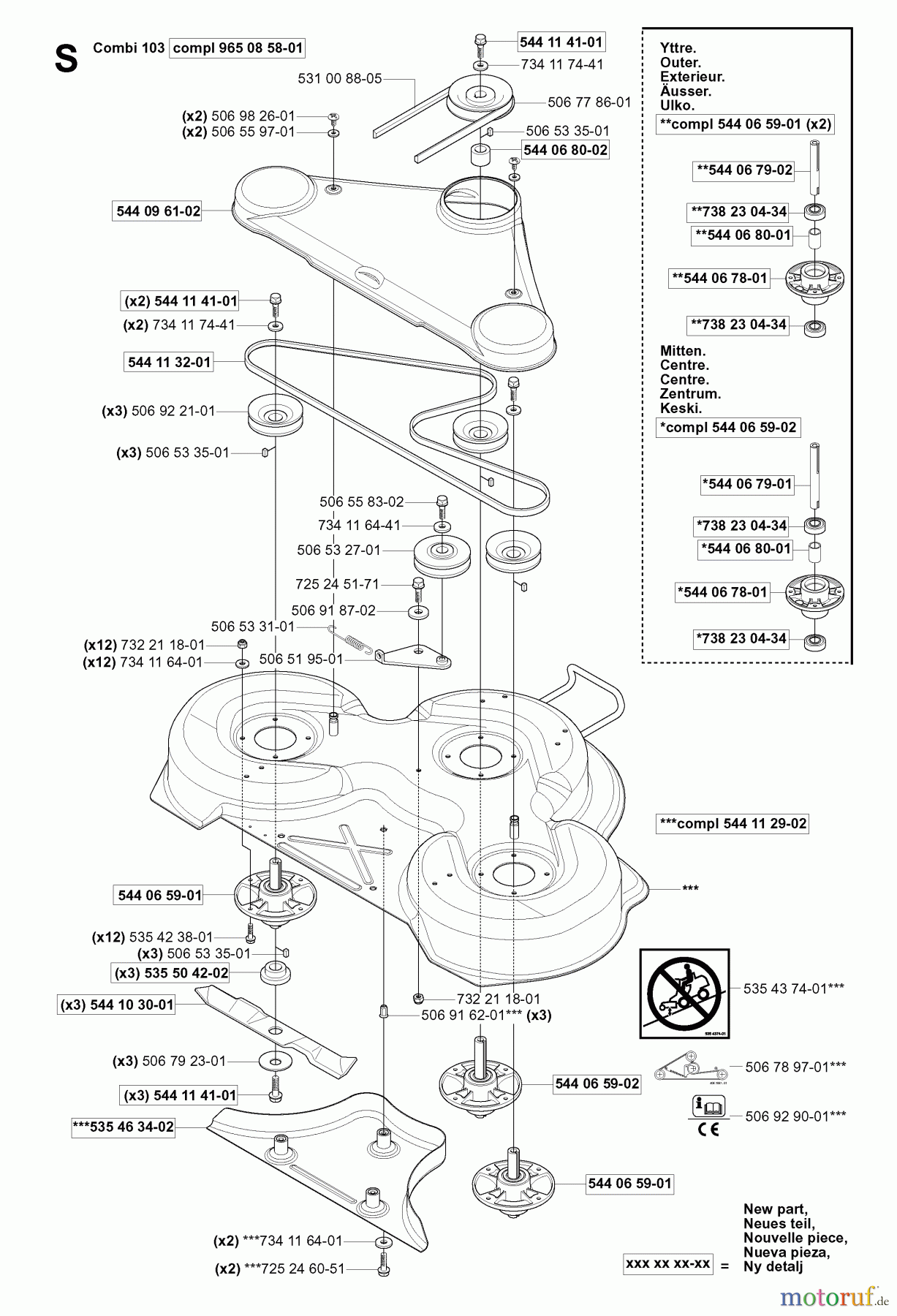 Jonsered Reitermäher FR2116 MA (953535401) - Jonsered Rear-Engine Riding Mower (2006-01) 103CM CUTTING DECK