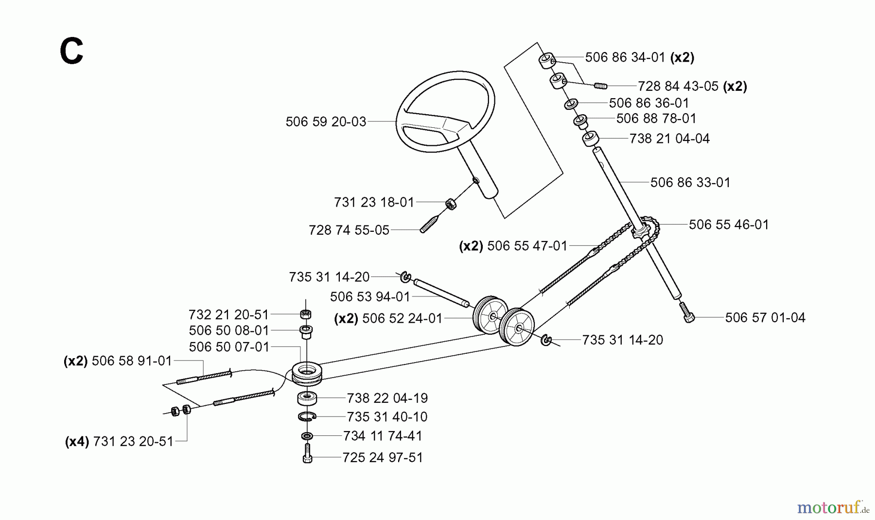 Jonsered Reitermäher FR2116 MA (953535401) - Jonsered Rear-Engine Riding Mower (2006-01) STEERING