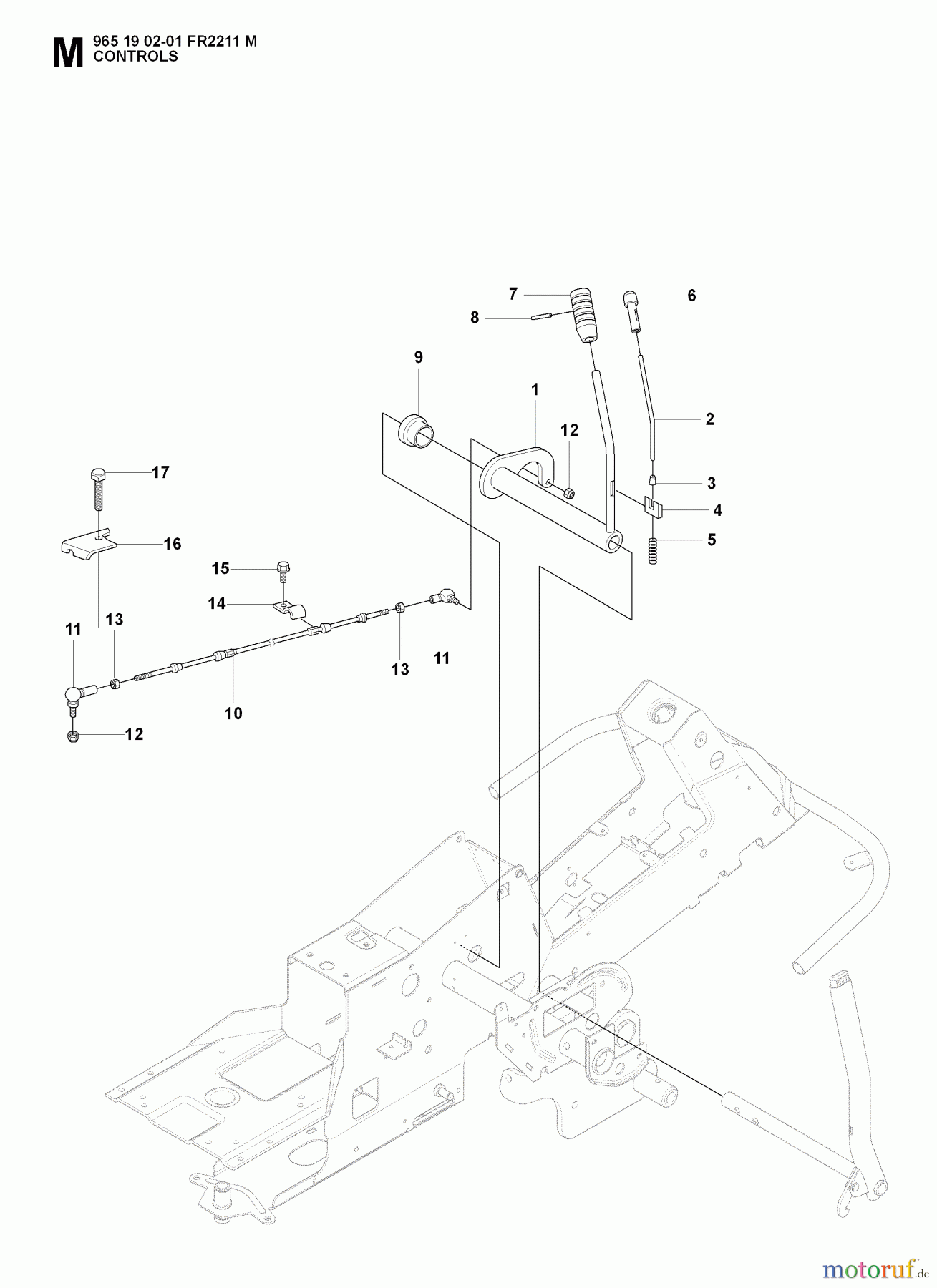 Jonsered Reitermäher FR2211 M (965190201) - Jonsered Rear-Engine Riding Mower (2008-01) CONTROLS #2