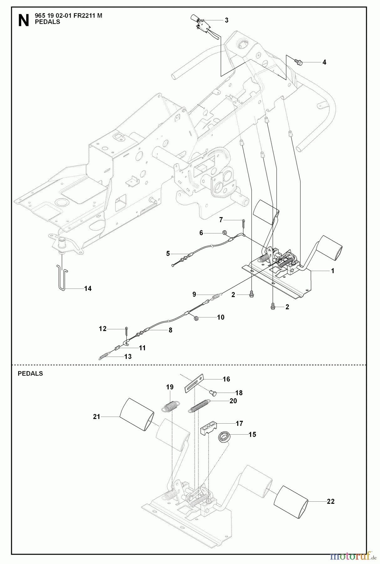 Jonsered Reitermäher FR2211 M (965190201) - Jonsered Rear-Engine Riding Mower (2008-01) PEDALS