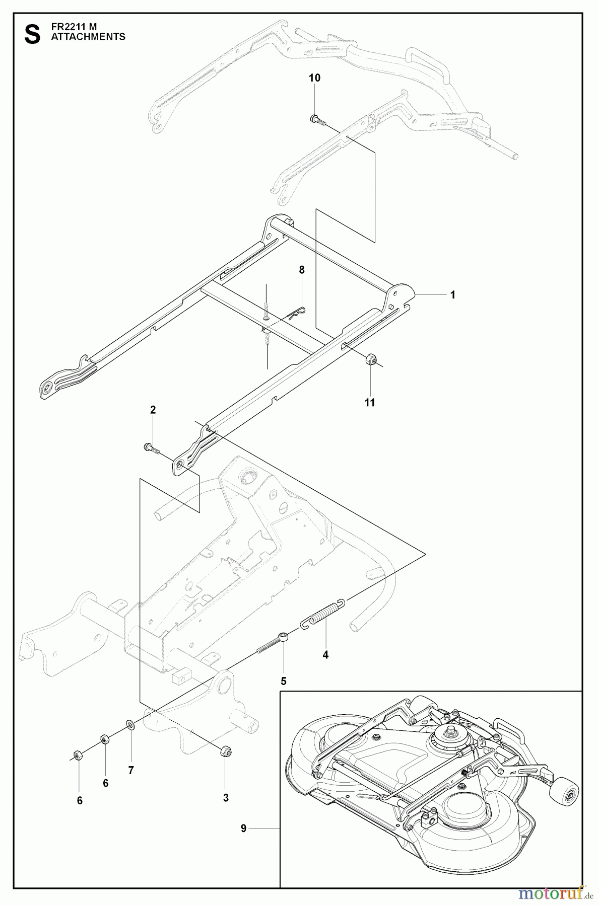  Jonsered Reitermäher FR2211 M (965190201) - Jonsered Rear-Engine Riding Mower (2009-04) ATTACHMENTS