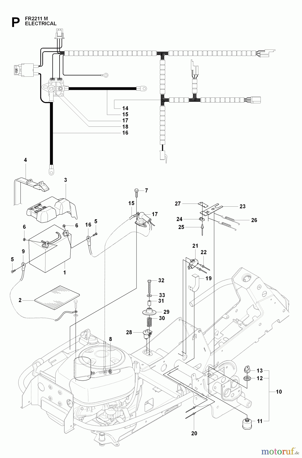 Jonsered Reitermäher FR2211 M (965190201) - Jonsered Rear-Engine Riding Mower (2009-04) ELECTRICAL
