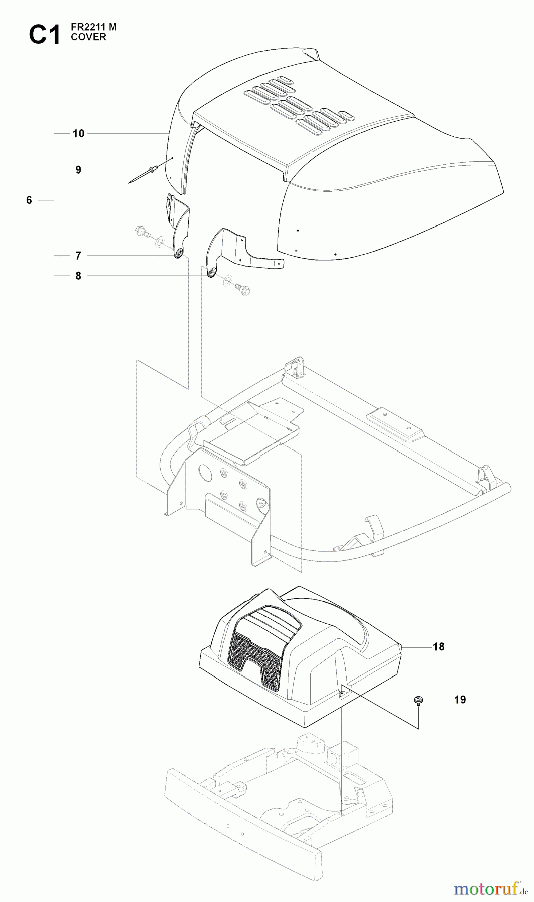 Jonsered Reitermäher FR2211 M (965190201) - Jonsered Rear-Engine Riding Mower (2009-04) HOOD