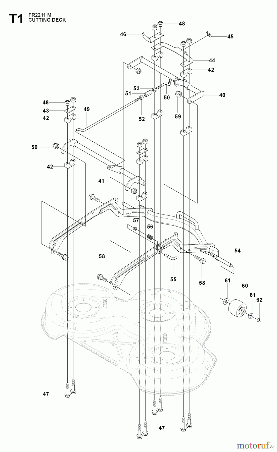 Jonsered Reitermäher FR2211 M (965190201) - Jonsered Rear-Engine Riding Mower (2009-04) MOWER DECK / CUTTING DECK #2
