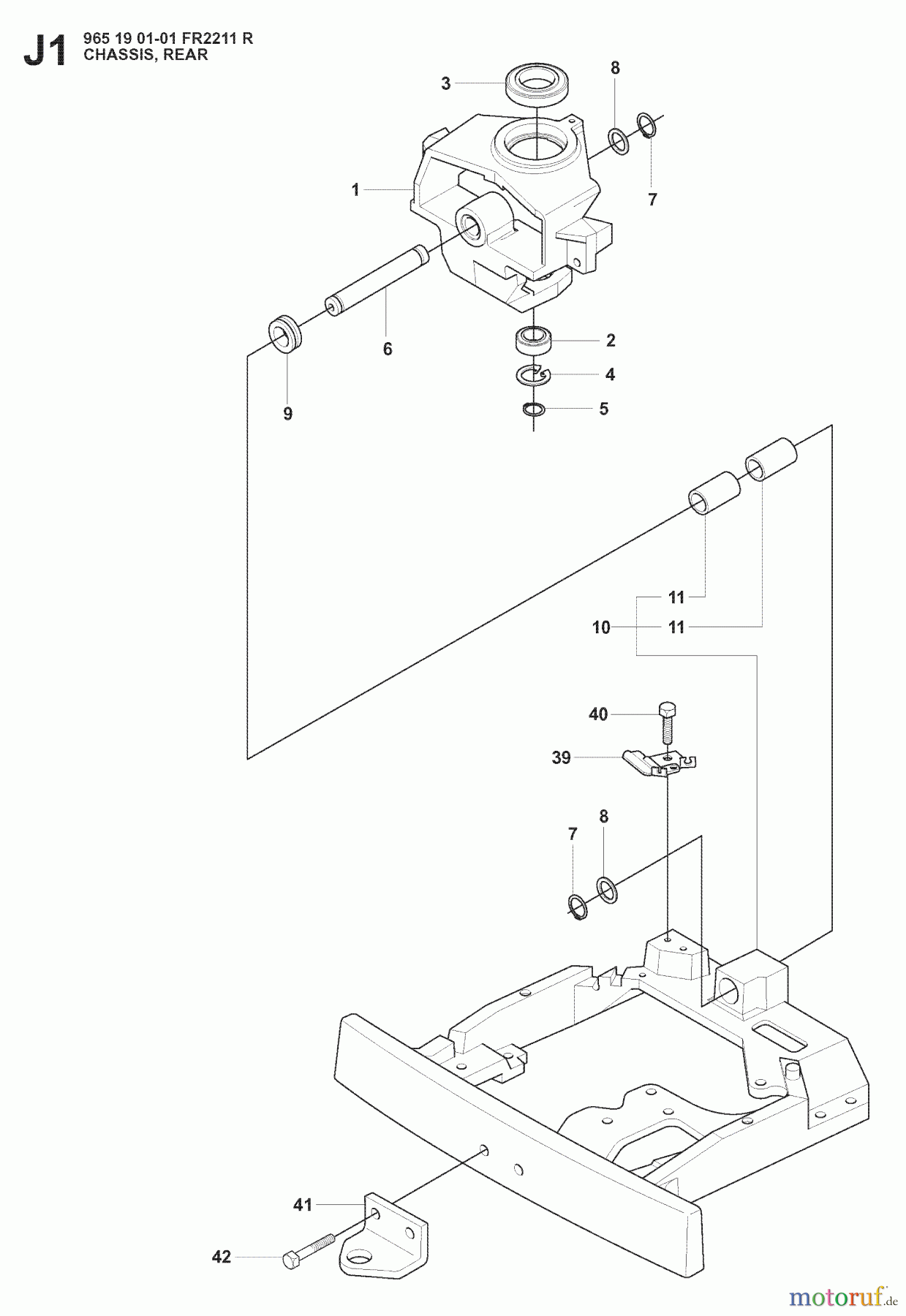 Jonsered Reitermäher FR2211 R (965190101) - Jonsered Rear-Engine Riding Mower (2008-02) CHASSIS / FRAME #1