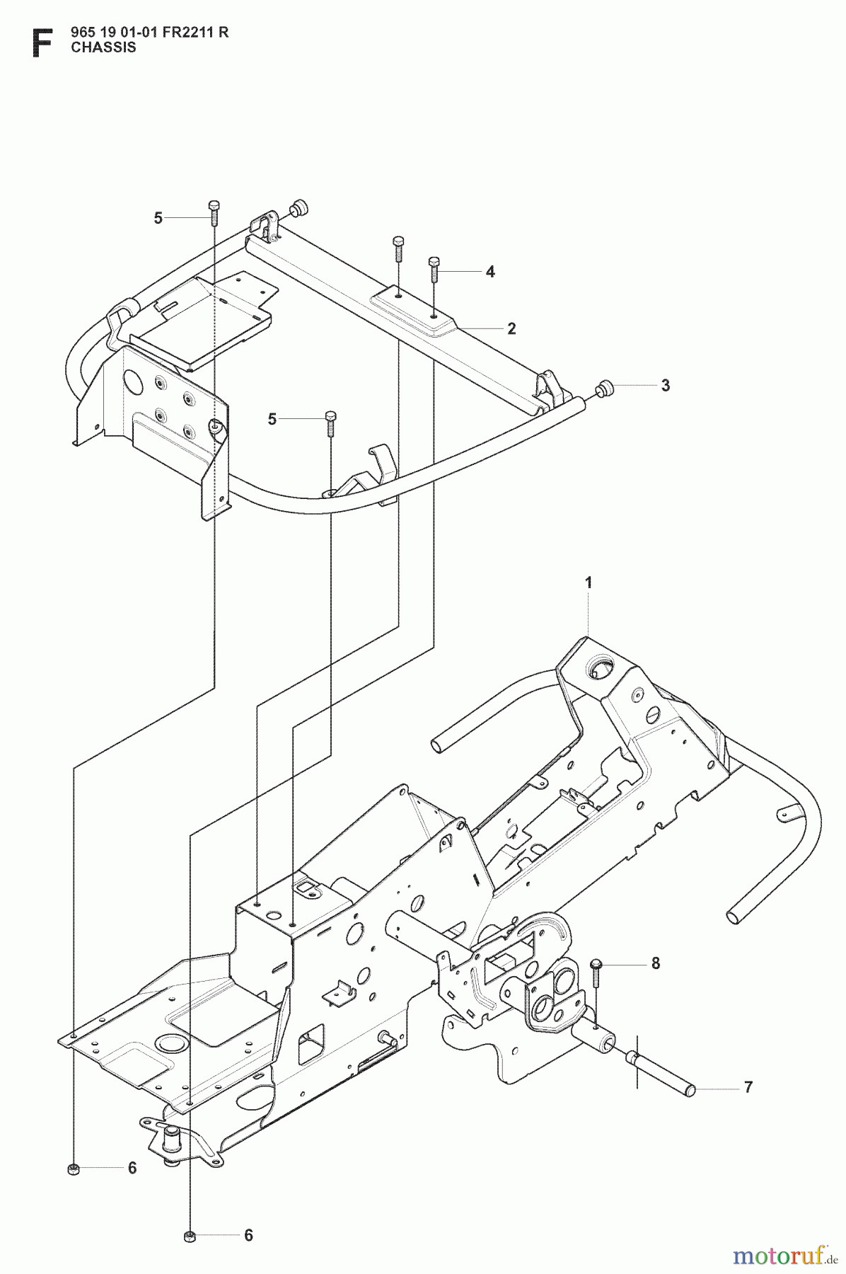 Jonsered Reitermäher FR2211 R (965190101) - Jonsered Rear-Engine Riding Mower (2008-02) CHASSIS / FRAME #2