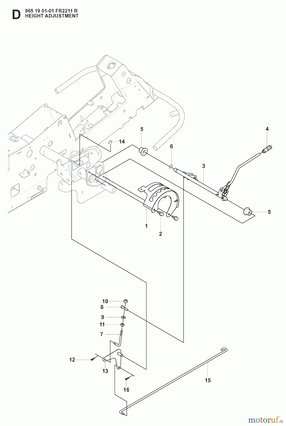 Jonsered Reitermäher FR2211 R (965190101) - Jonsered Rear-Engine Riding Mower (2008-02) HEIGHT ADJUSTMENT