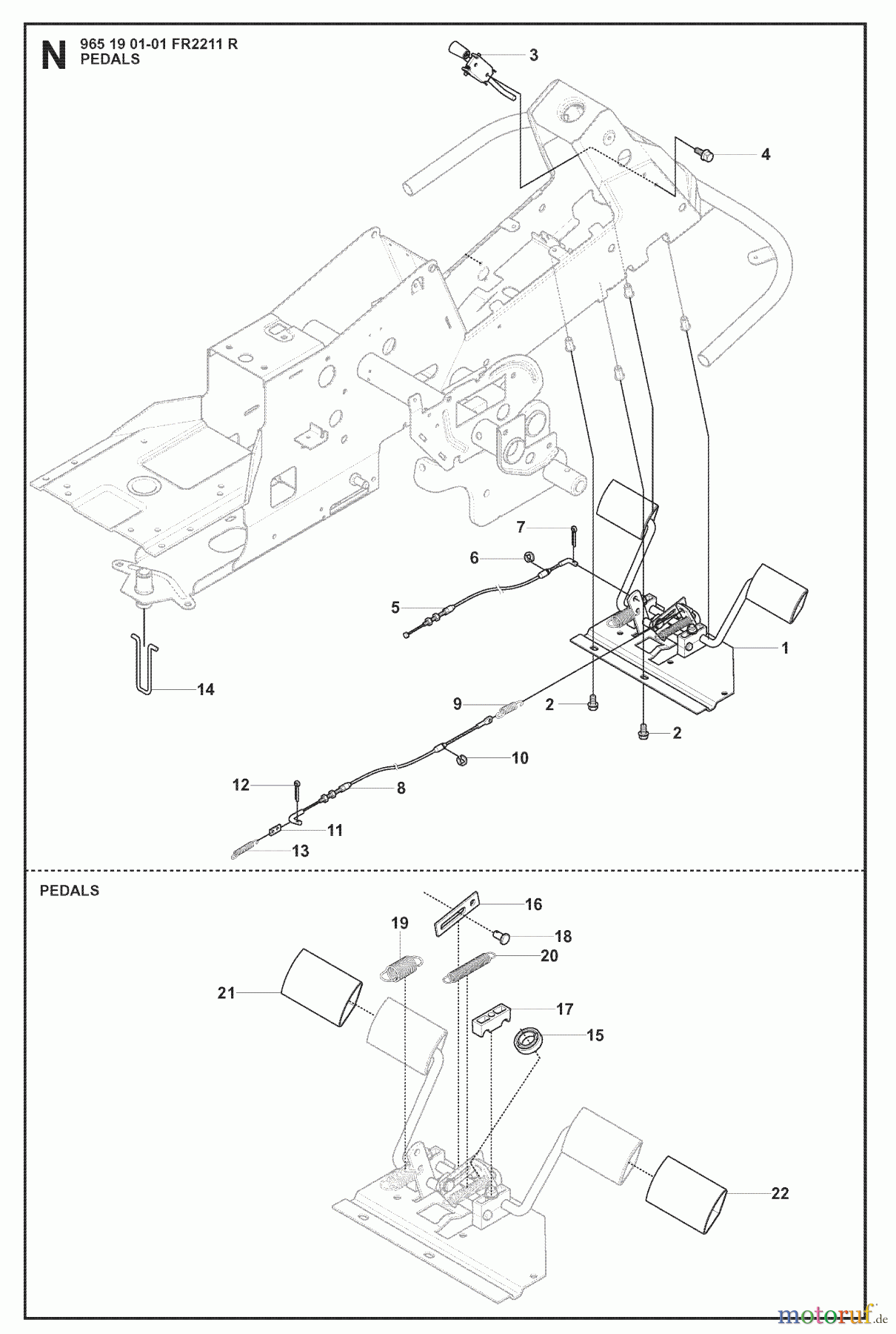 Jonsered Reitermäher FR2211 R (965190101) - Jonsered Rear-Engine Riding Mower (2008-02) PEDALS