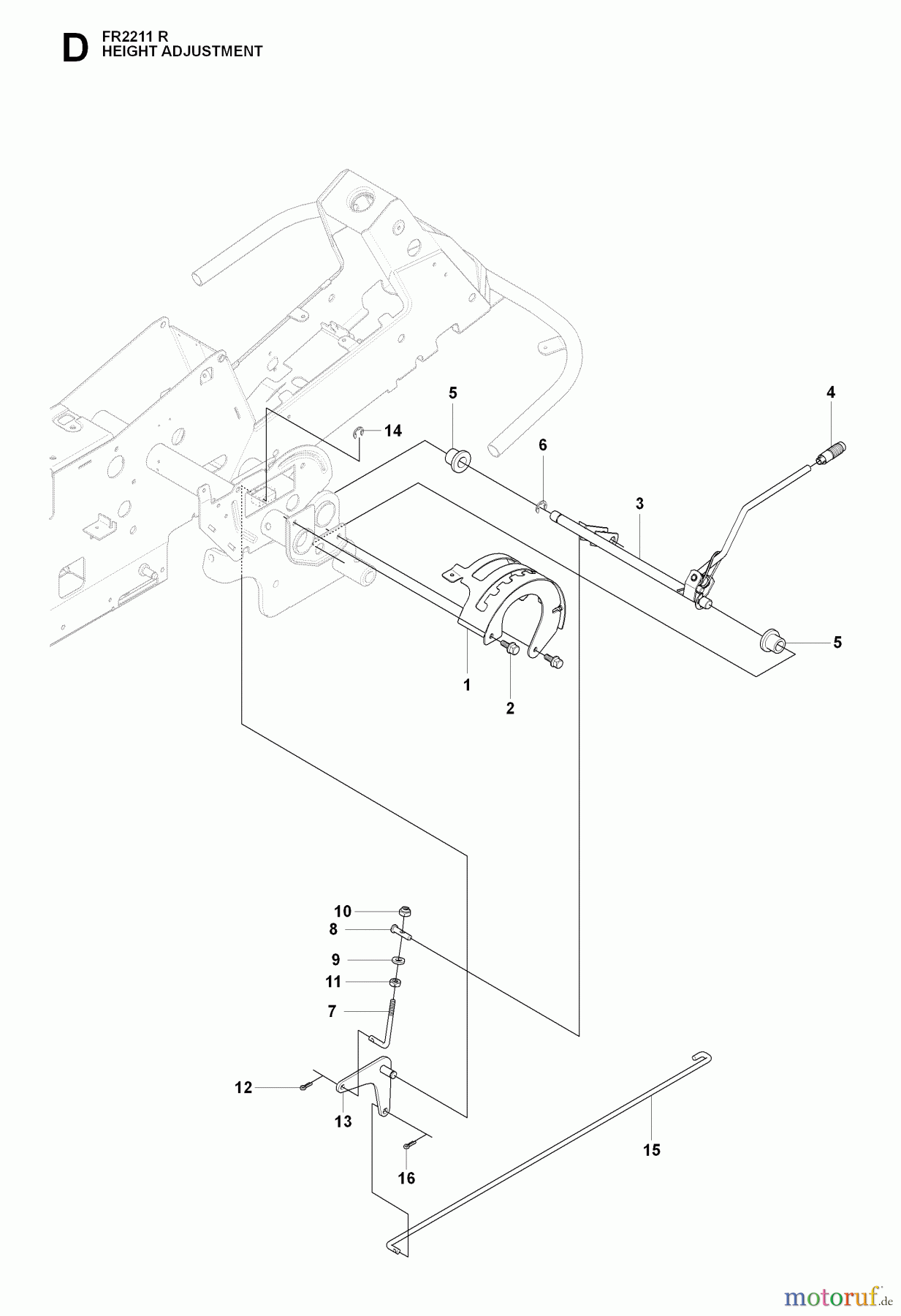 Jonsered Reitermäher FR2211 R (965190101) - Jonsered Rear-Engine Riding Mower (2009-04) HEIGHT ADJUSTMENT