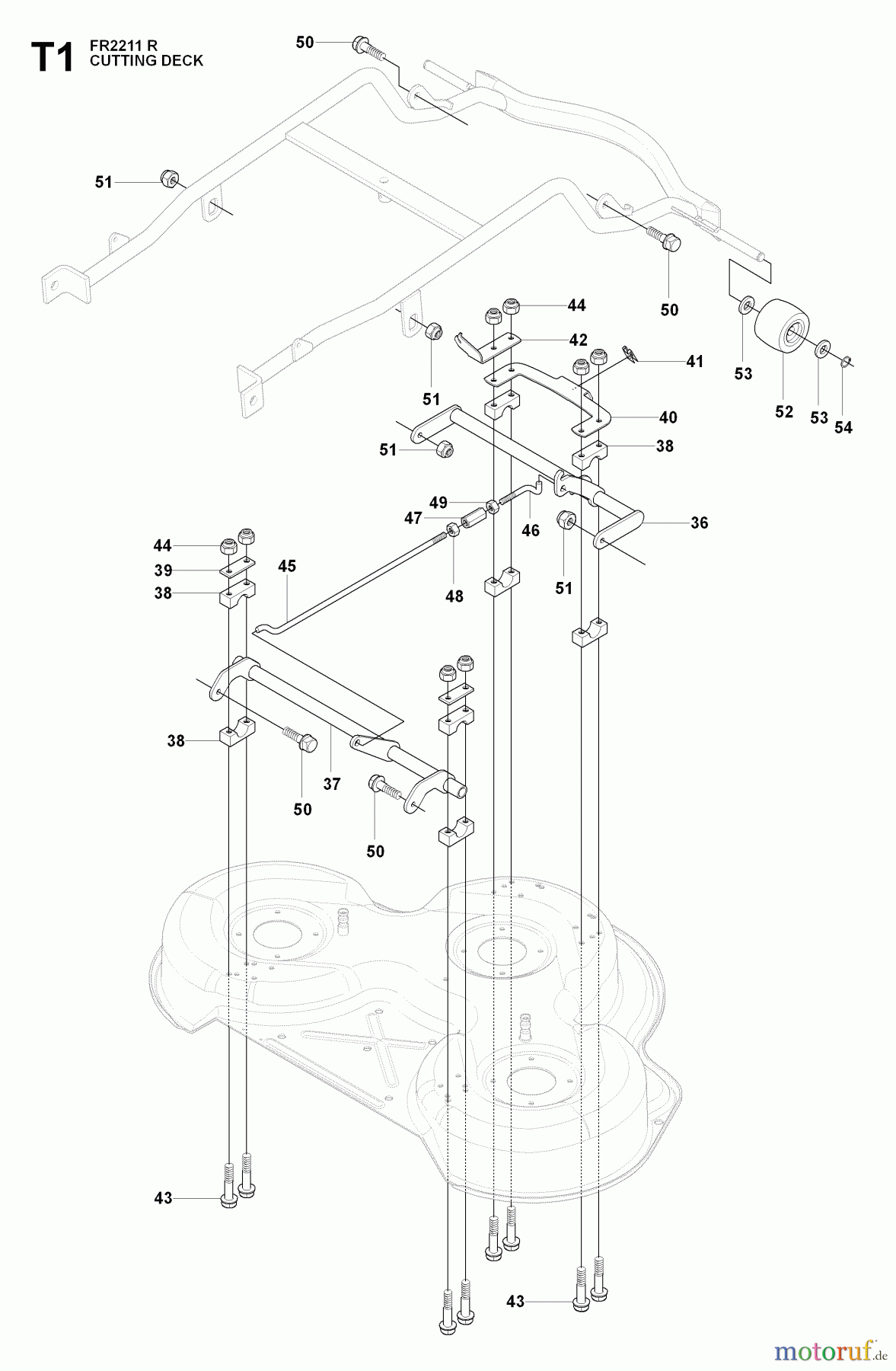 Jonsered Reitermäher FR2211 R (965190101) - Jonsered Rear-Engine Riding Mower (2009-04) MOWER DECK / CUTTING DECK #2