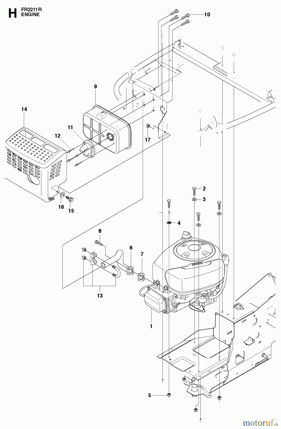 Jonsered Reitermäher FR2211 R (965190101) - Jonsered Rear-Engine Riding Mower (2010-07) ENGINE