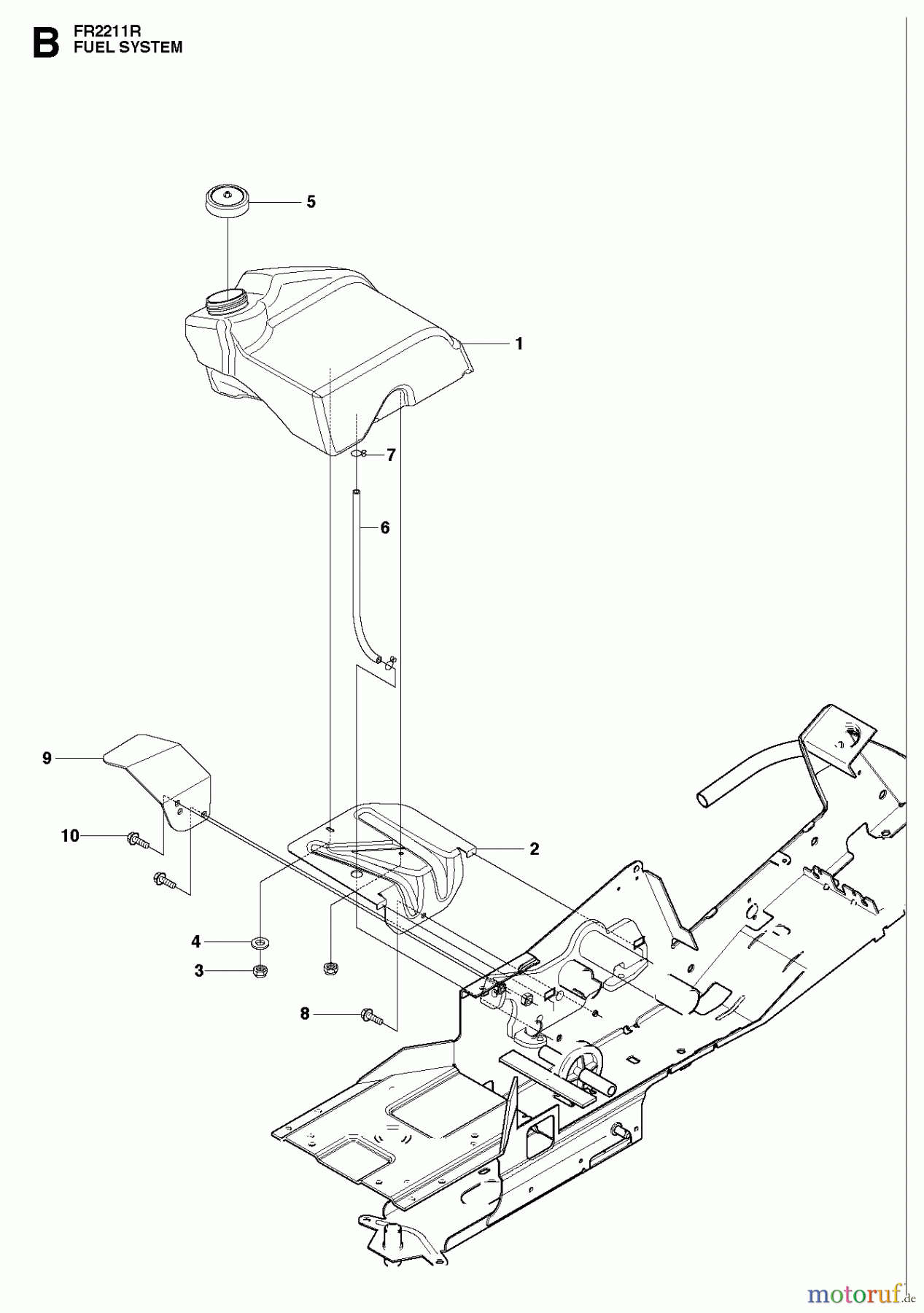 Jonsered Reitermäher FR2211 R (965190101) - Jonsered Rear-Engine Riding Mower (2010-07) FUEL SYSTEM