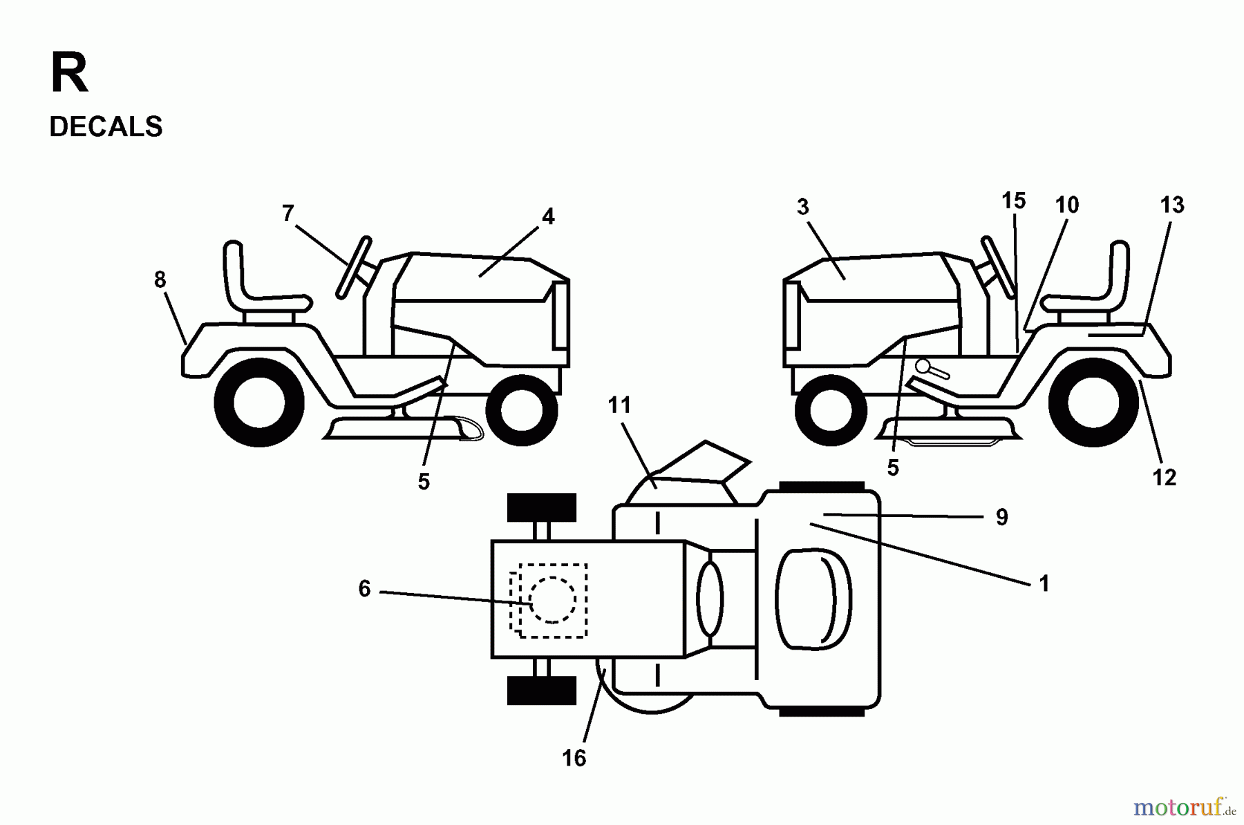  Jonsered Rasen  und Garten Traktoren LR11 (TEC36) - Jonsered Lawn & Garden Tractor (1998-04) DECALS