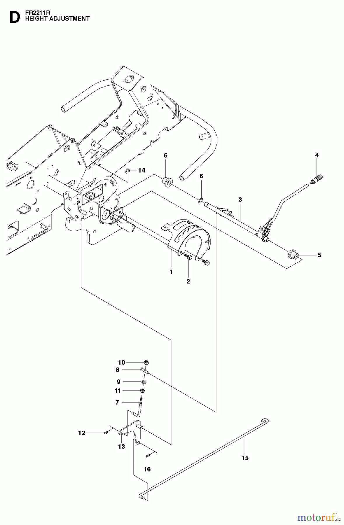 Jonsered Reitermäher FR2211 R (965190101) - Jonsered Rear-Engine Riding Mower (2010-07) HEIGHT ADJUSTMENT