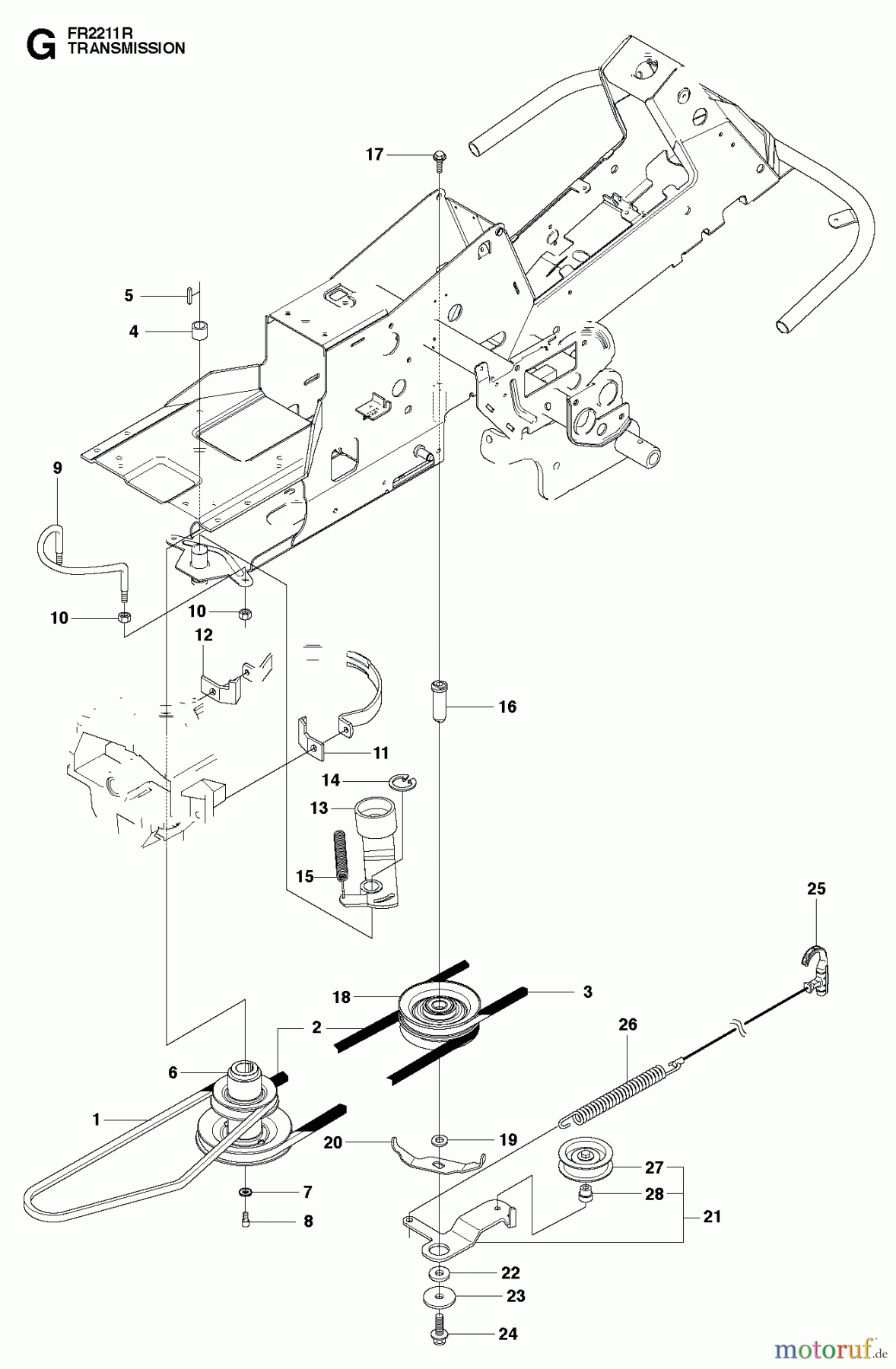 Jonsered Reitermäher FR2211 R (965190101) - Jonsered Rear-Engine Riding Mower (2010-07) TRANSMISSION
