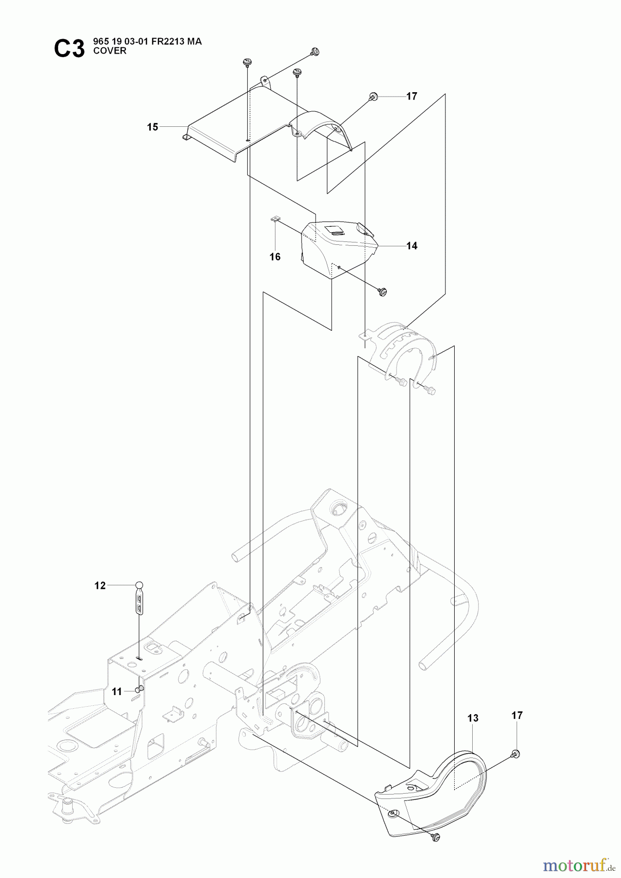 Jonsered Reitermäher FR2213 MA (965190301) - Jonsered Rear-Engine Riding Mower (2008-01) COVER #2