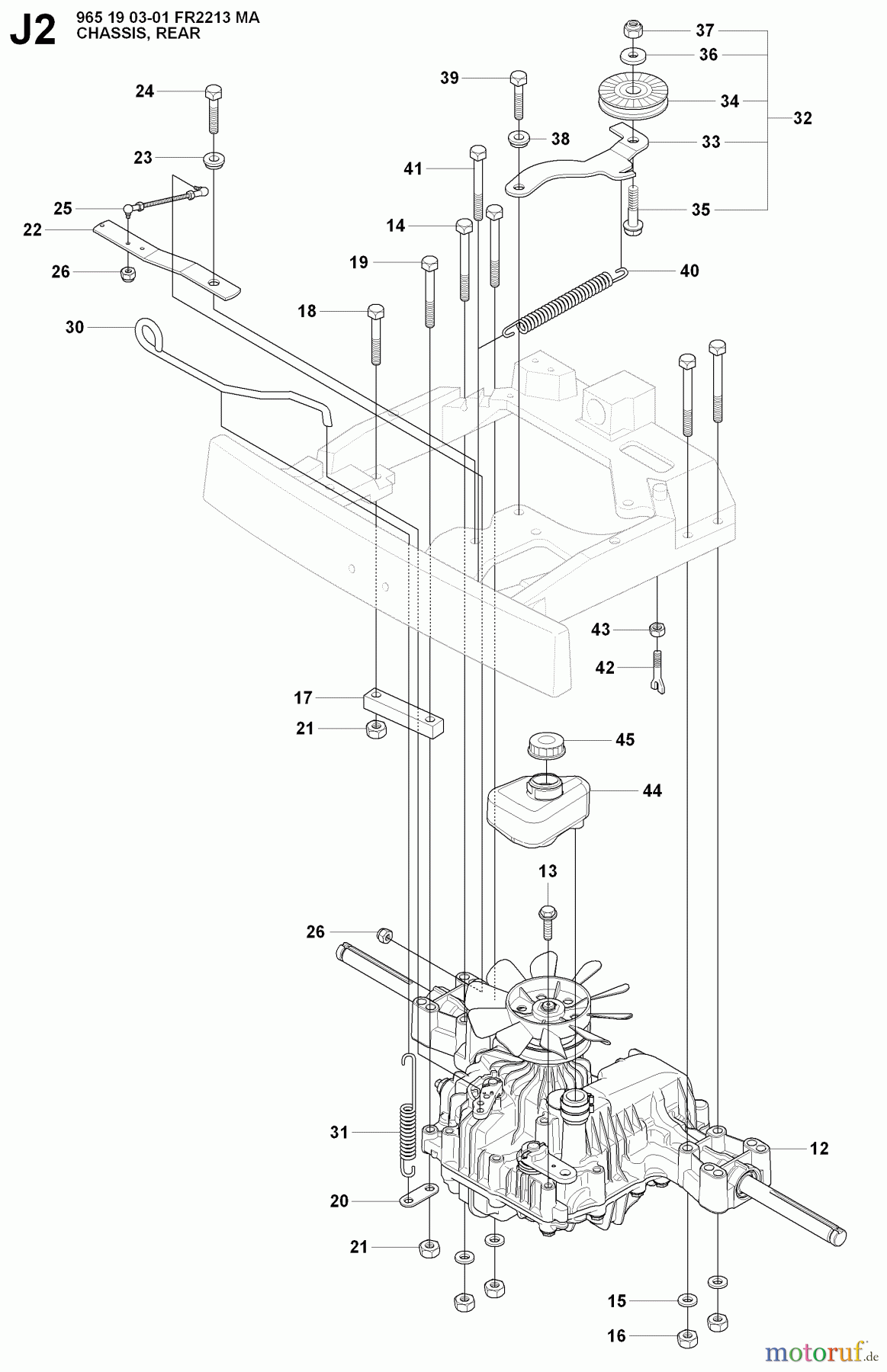 Jonsered Reitermäher FR2213 MA (965190301) - Jonsered Rear-Engine Riding Mower (2008-01) COVER REAR #2