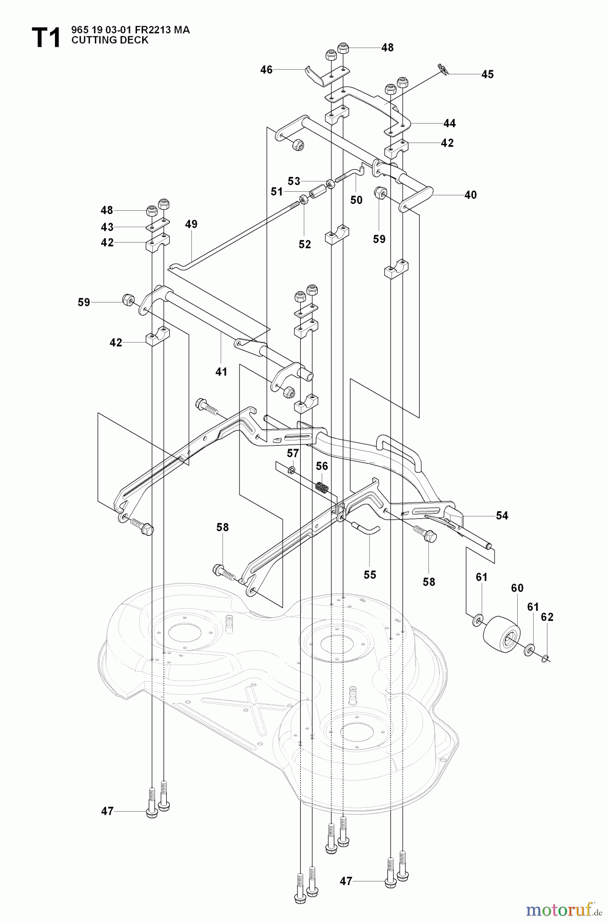 Jonsered Reitermäher FR2213 MA (965190301) - Jonsered Rear-Engine Riding Mower (2008-01) PROTECTION FRAME