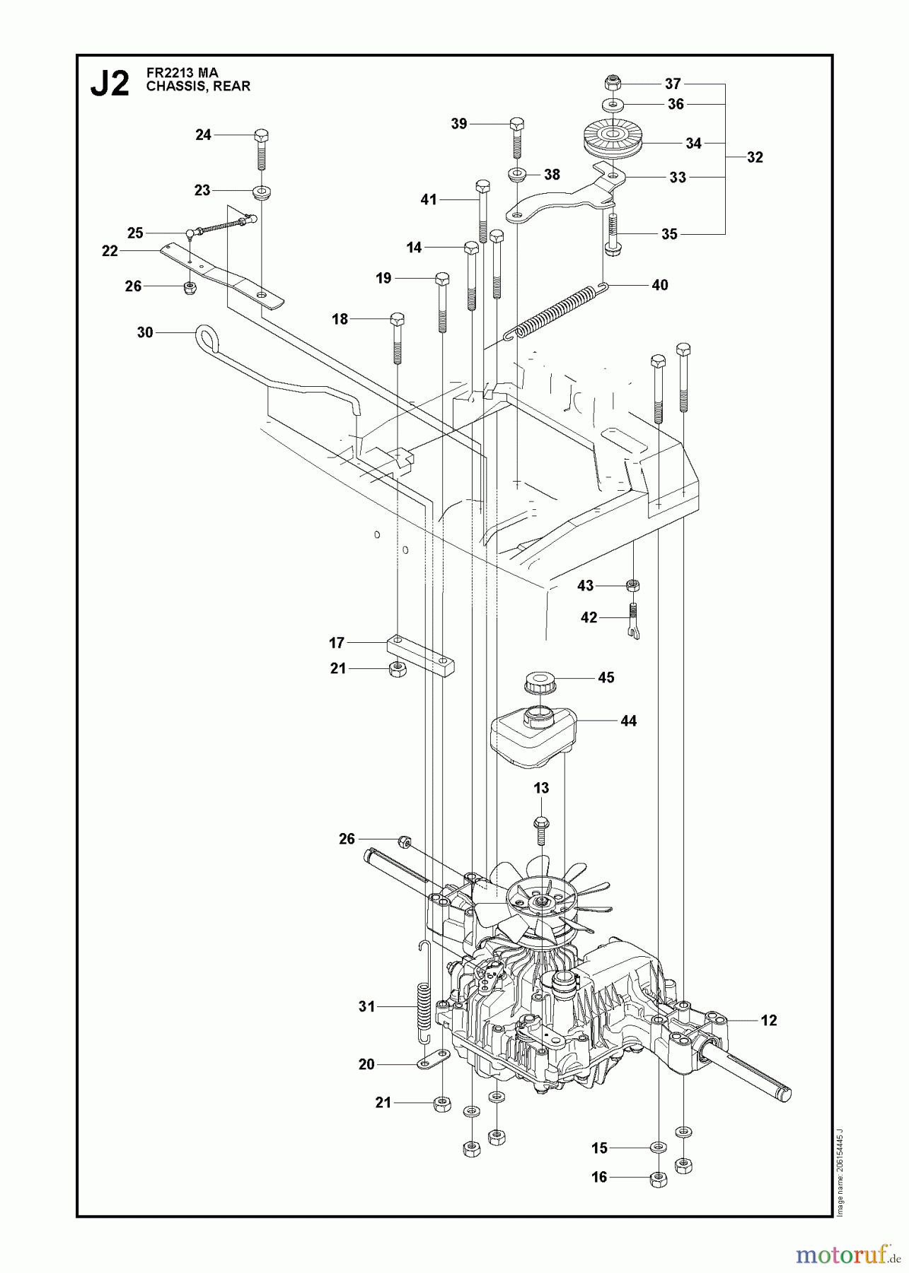 Jonsered Reitermäher FR2213 MA (965190301) - Jonsered Rear-Engine Riding Mower (2009-04) CHASSIS REAR #1