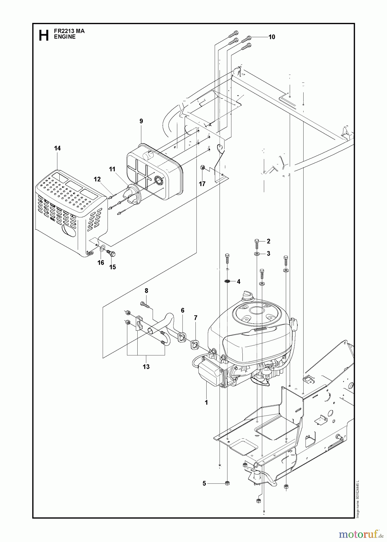 Jonsered Reitermäher FR2213 MA (965190301) - Jonsered Rear-Engine Riding Mower (2009-04) ENGINE
