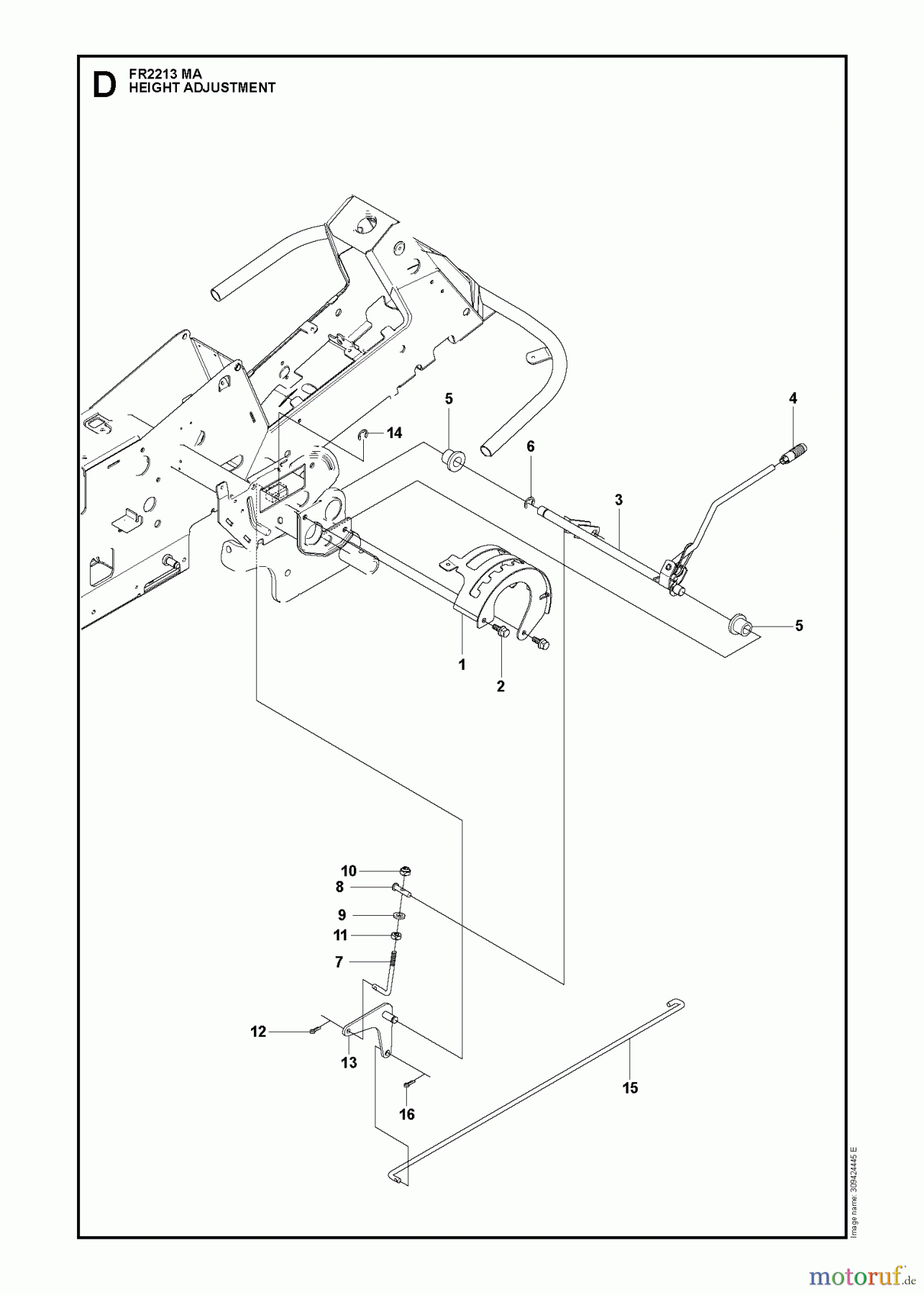 Jonsered Reitermäher FR2213 MA (965190301) - Jonsered Rear-Engine Riding Mower (2009-04) HEIGHT ADJUSTMENT