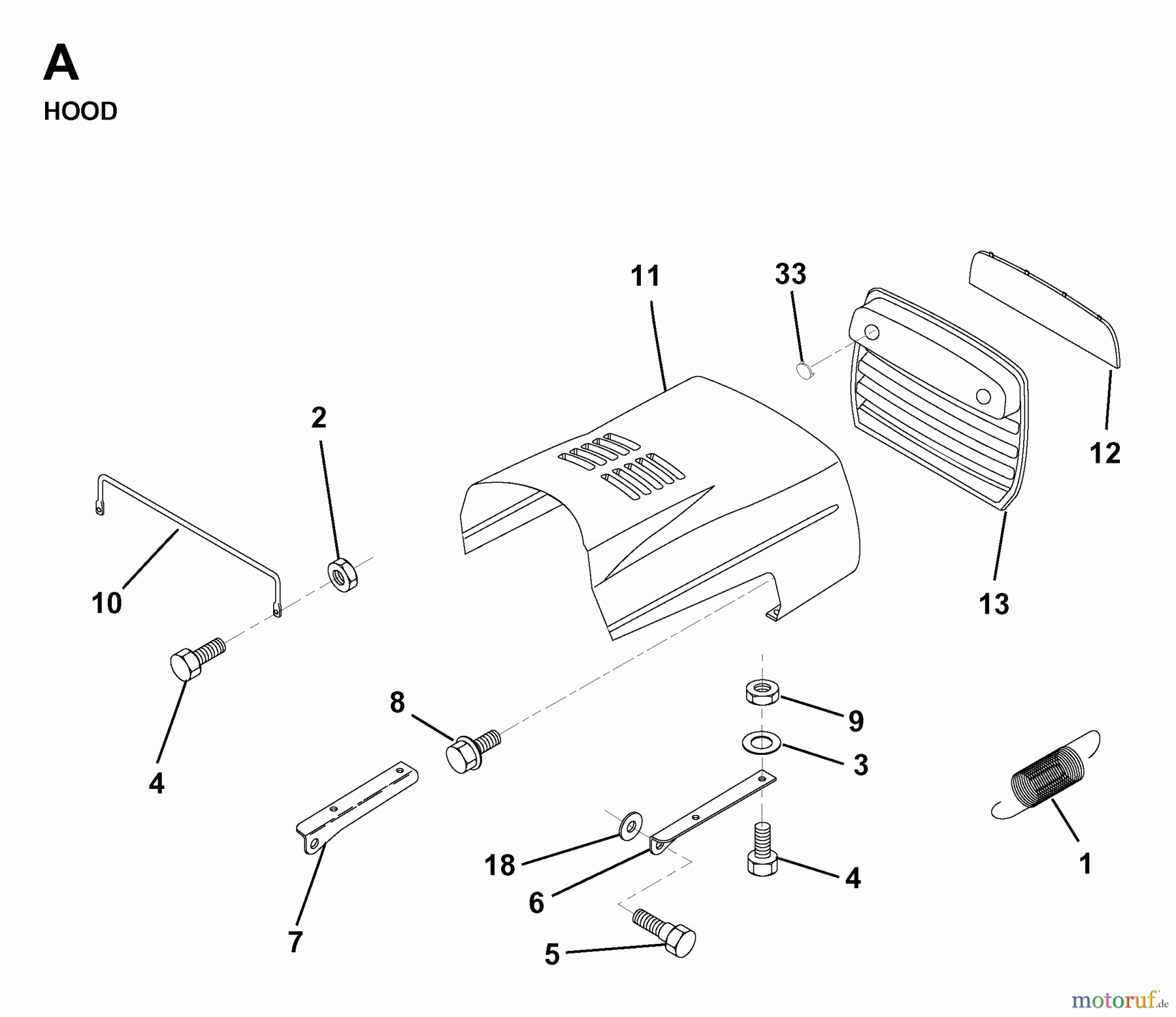 Jonsered Rasen und Garten Traktoren LR11 (TEC36) - Jonsered Lawn & Garden Tractor (1998-04) HOOD