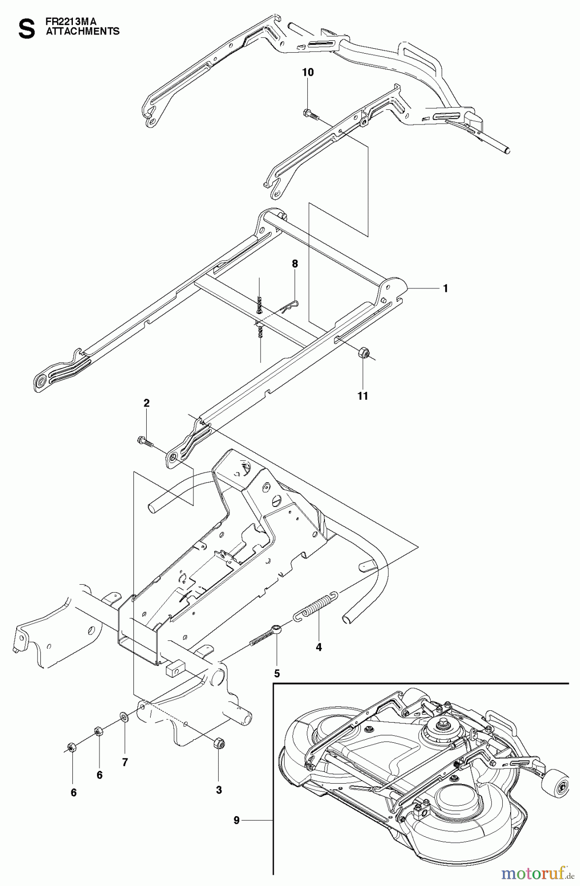 Jonsered Reitermäher FR2213 MA (965190301) - Jonsered Rear-Engine Riding Mower (2010-07) ATTACHMENTS