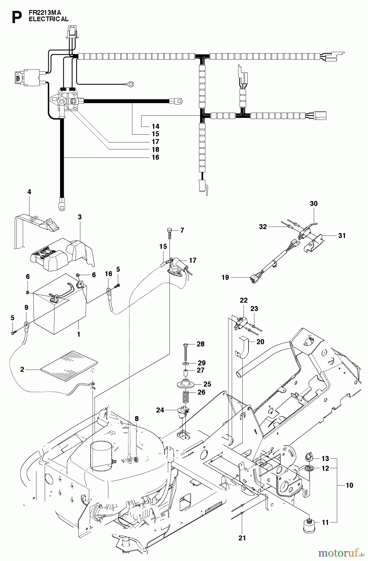  Jonsered Reitermäher FR2213 MA (965190301) - Jonsered Rear-Engine Riding Mower (2010-07) ELECTRICAL