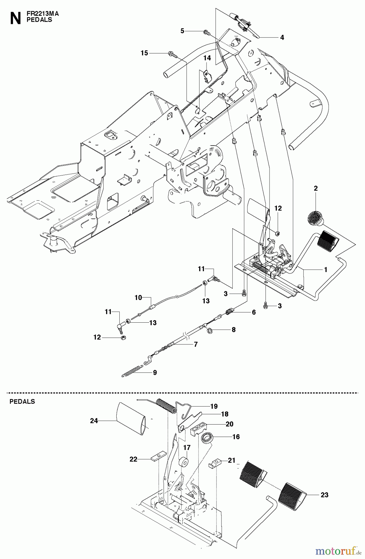 Jonsered Reitermäher FR2213 MA (965190301) - Jonsered Rear-Engine Riding Mower (2010-07) PEDALS