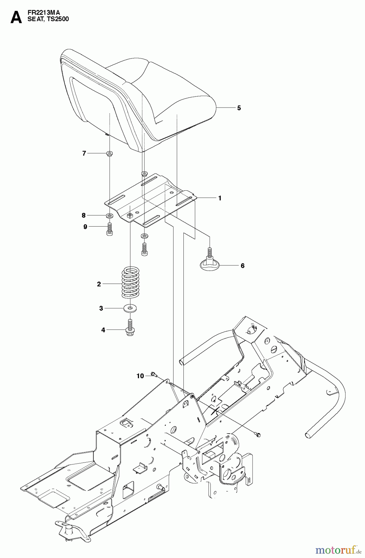 Jonsered Reitermäher FR2213 MA (965190301) - Jonsered Rear-Engine Riding Mower (2010-07) SEAT