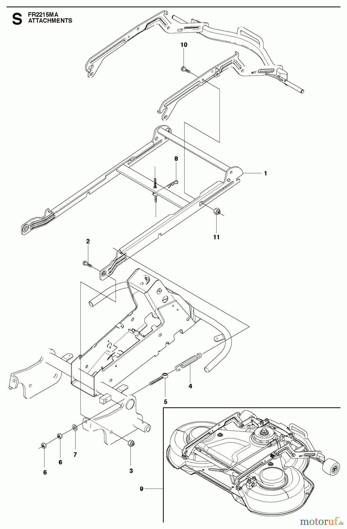 Jonsered Reitermäher FR2215 MA (966773401) - Jonsered Rear-Engine Riding Mower (2012) ATTACHMENTS