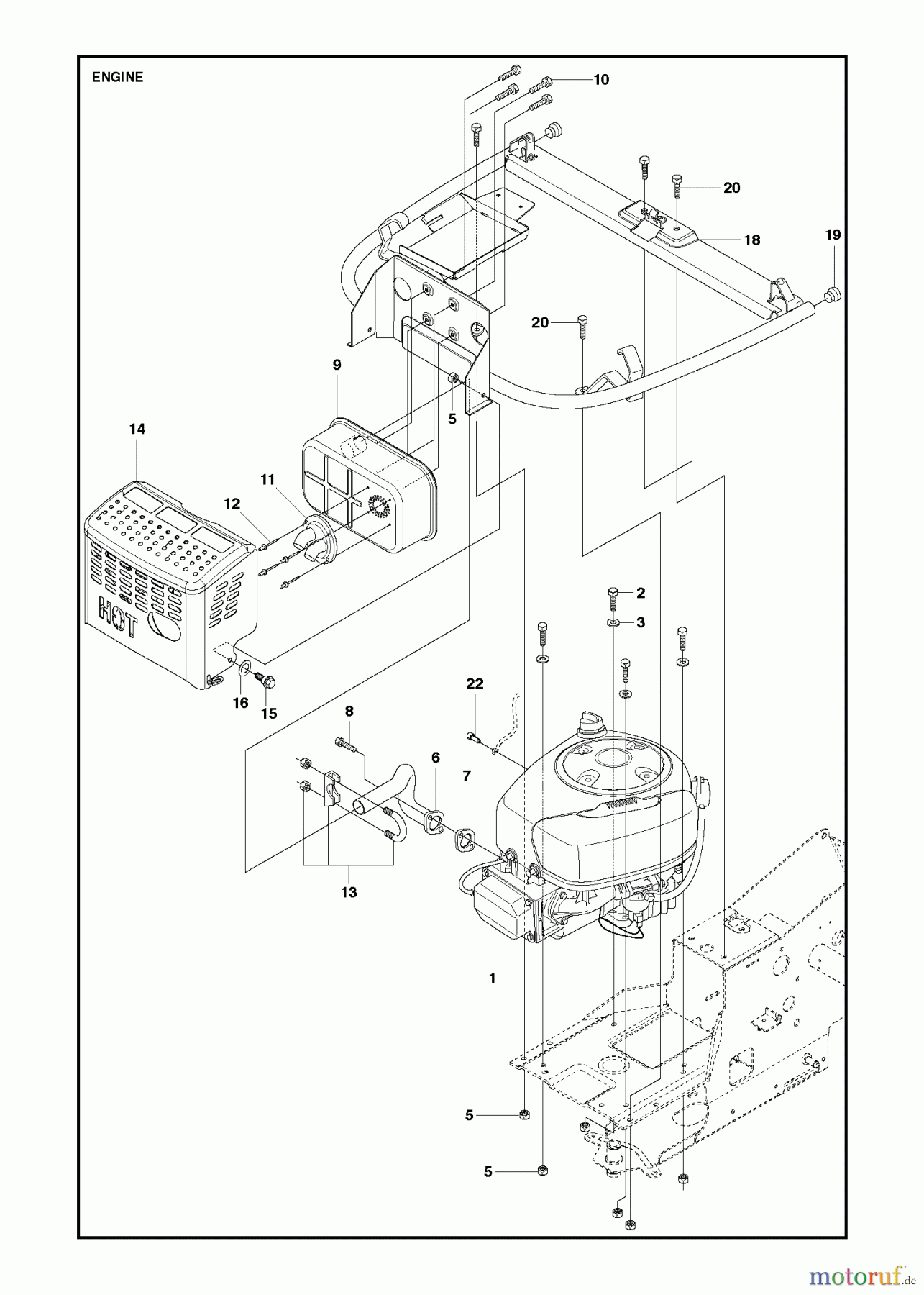  Jonsered Reitermäher FR2218 FA (967179201) - Jonsered Rear-Engine Riding Mower (2013) ENGINE