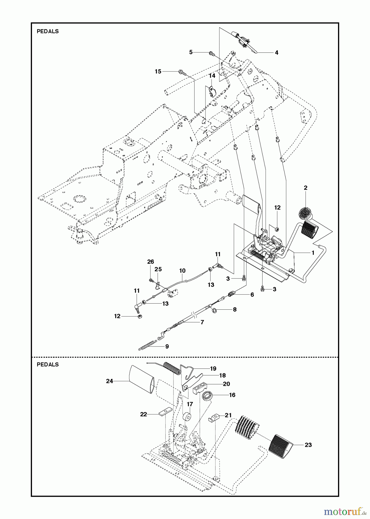 Jonsered Reitermäher FR2213 MA (967178901) - Jonsered Rear-Engine Riding Mower (2013) PEDALS
