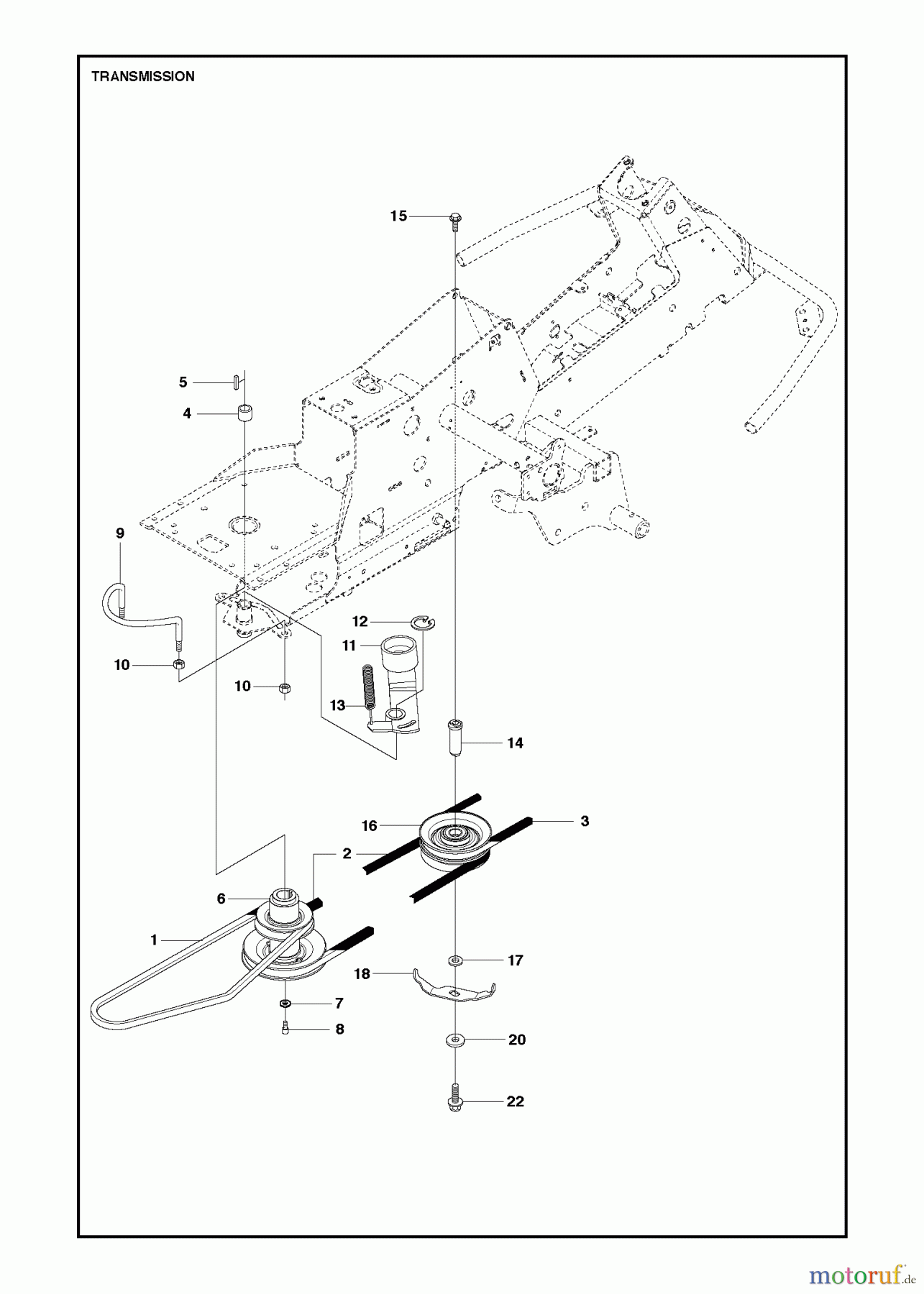 Jonsered Reitermäher FR2216 MA (967179001) - Jonsered Rear-Engine Riding Mower (2013) TRANSMISSION #1