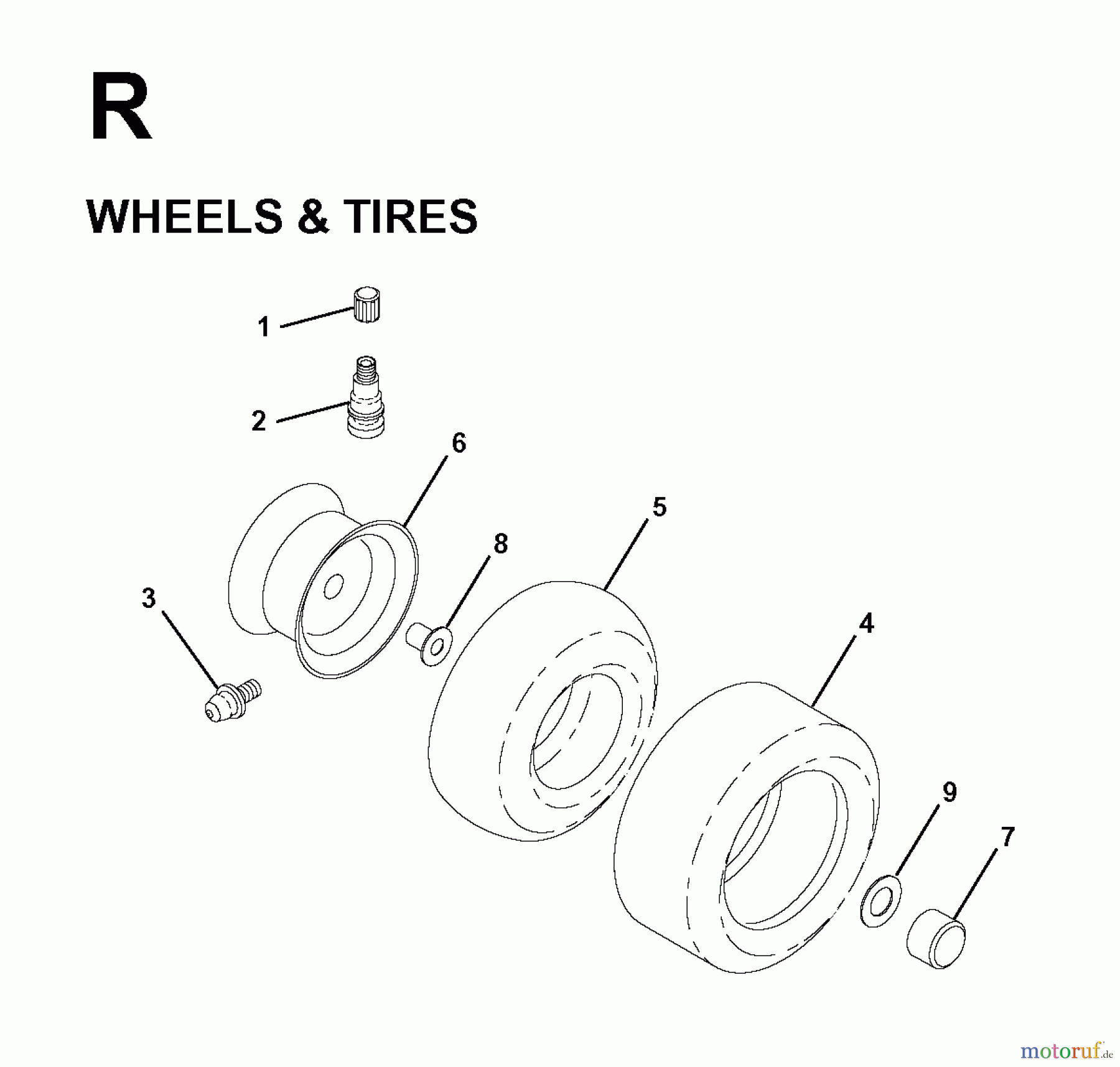 Jonsered Rasen und Garten Traktoren LR11 (TEC36) - Jonsered Lawn & Garden Tractor (1998-04) WHEELS TIRES
