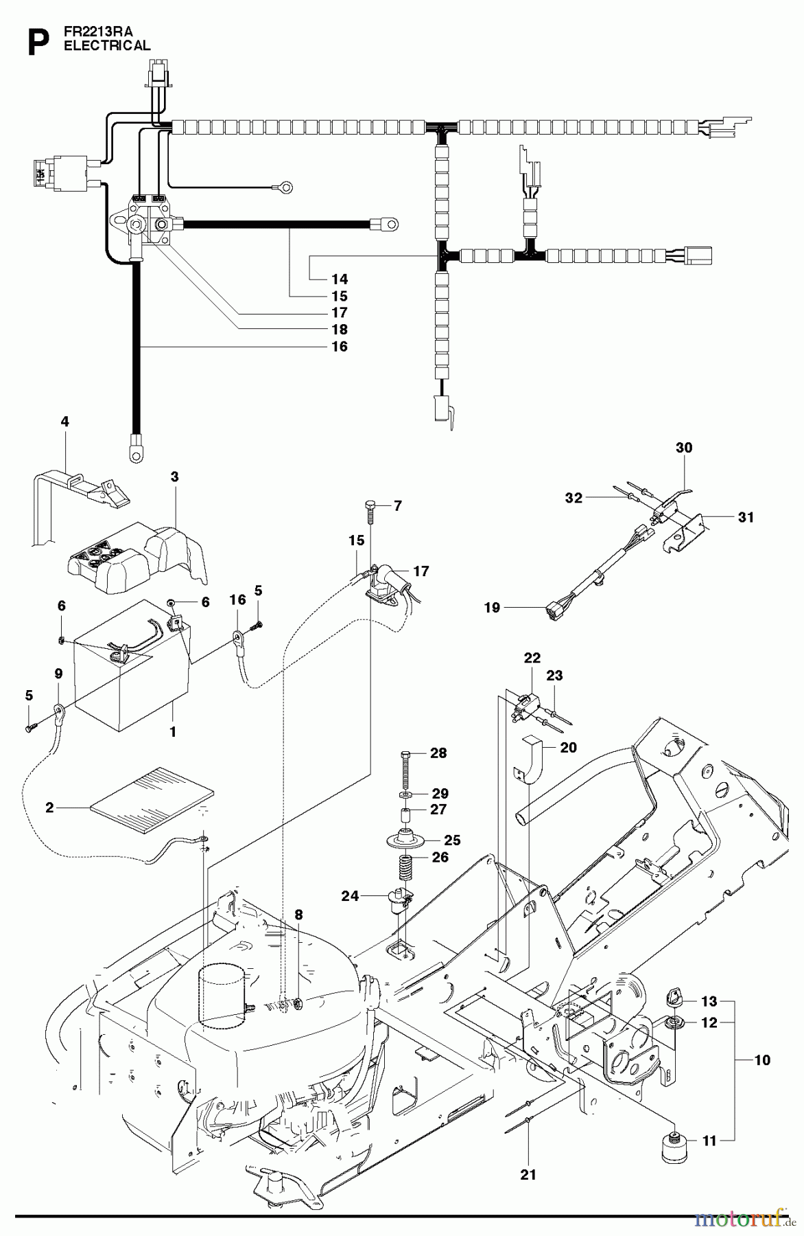 Jonsered Reitermäher FR2213 RA (966632001) - Jonsered Rear-Engine Riding Mower (2011) ELECTRICAL