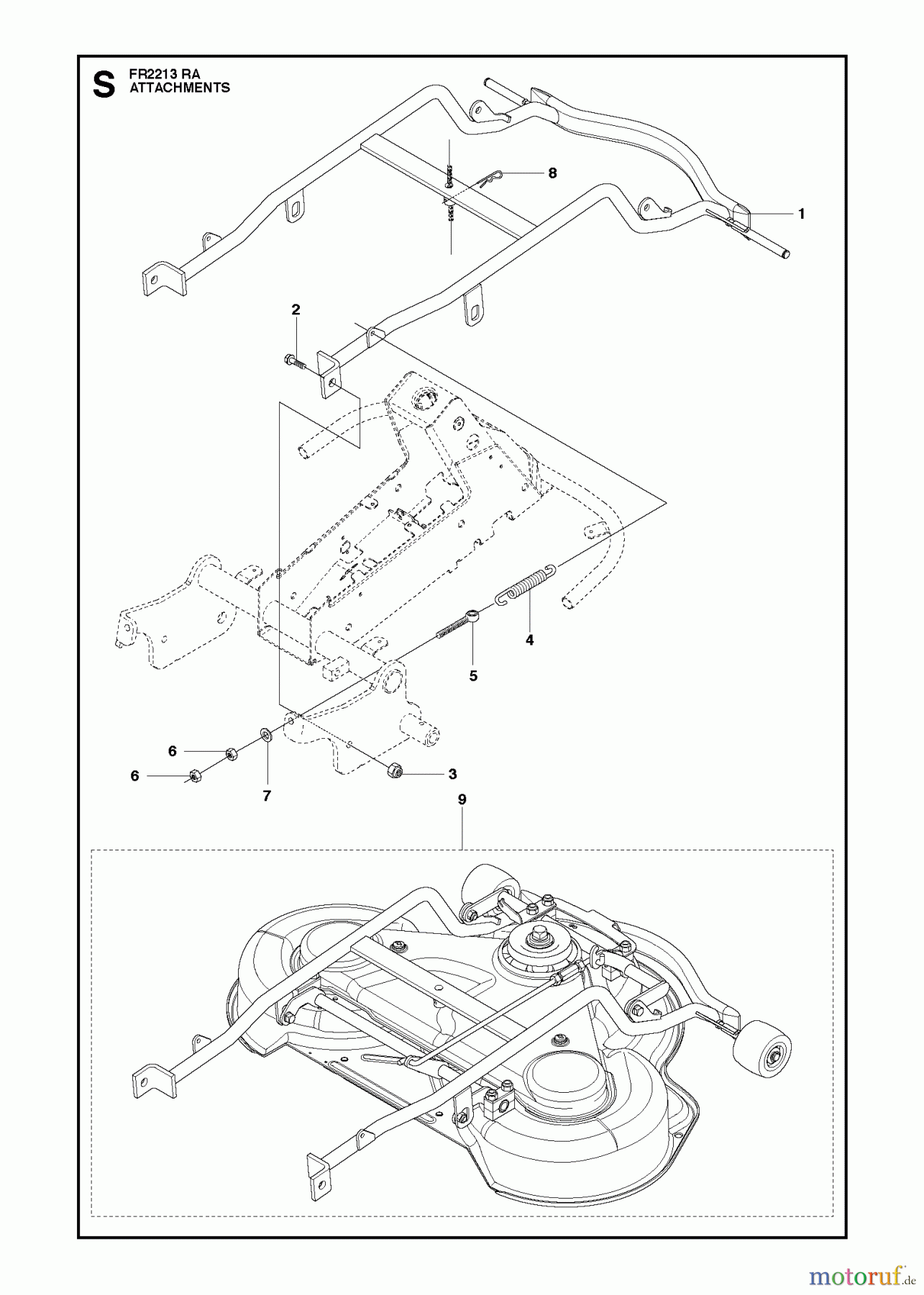 Jonsered Reitermäher FR2213 RA (966773301) - Jonsered Rear-Engine Riding Mower (2012) ATTACHMENTS