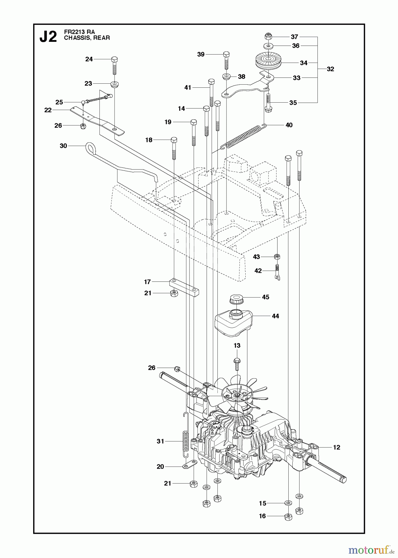  Jonsered Reitermäher FR2213 RA (966773301) - Jonsered Rear-Engine Riding Mower (2012) CHASSIS REAR #1