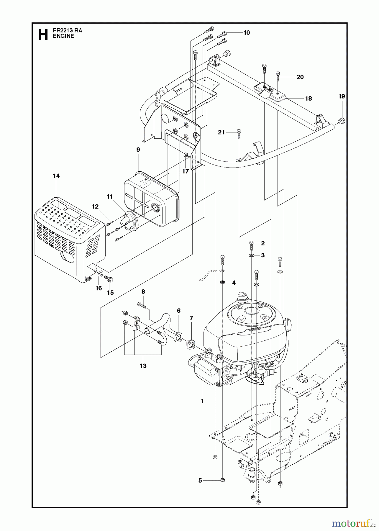 Jonsered Reitermäher FR2213 RA (966773301) - Jonsered Rear-Engine Riding Mower (2012) ENGINE