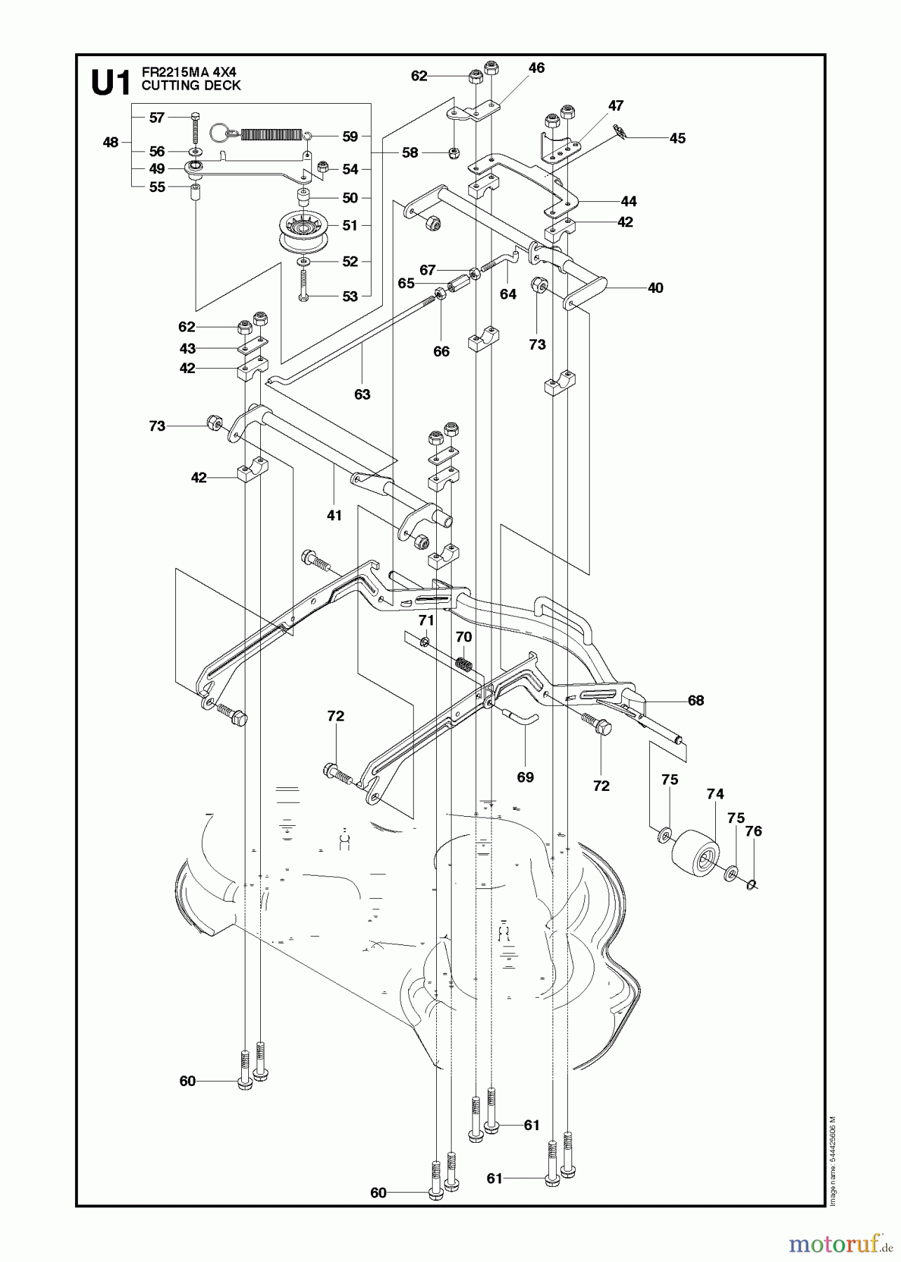 Jonsered Reitermäher FR2215 MA 4x4 (966632201) - Jonsered Rear-Engine Riding Mower (2011) MOWER DECK / CUTTING DECK #2