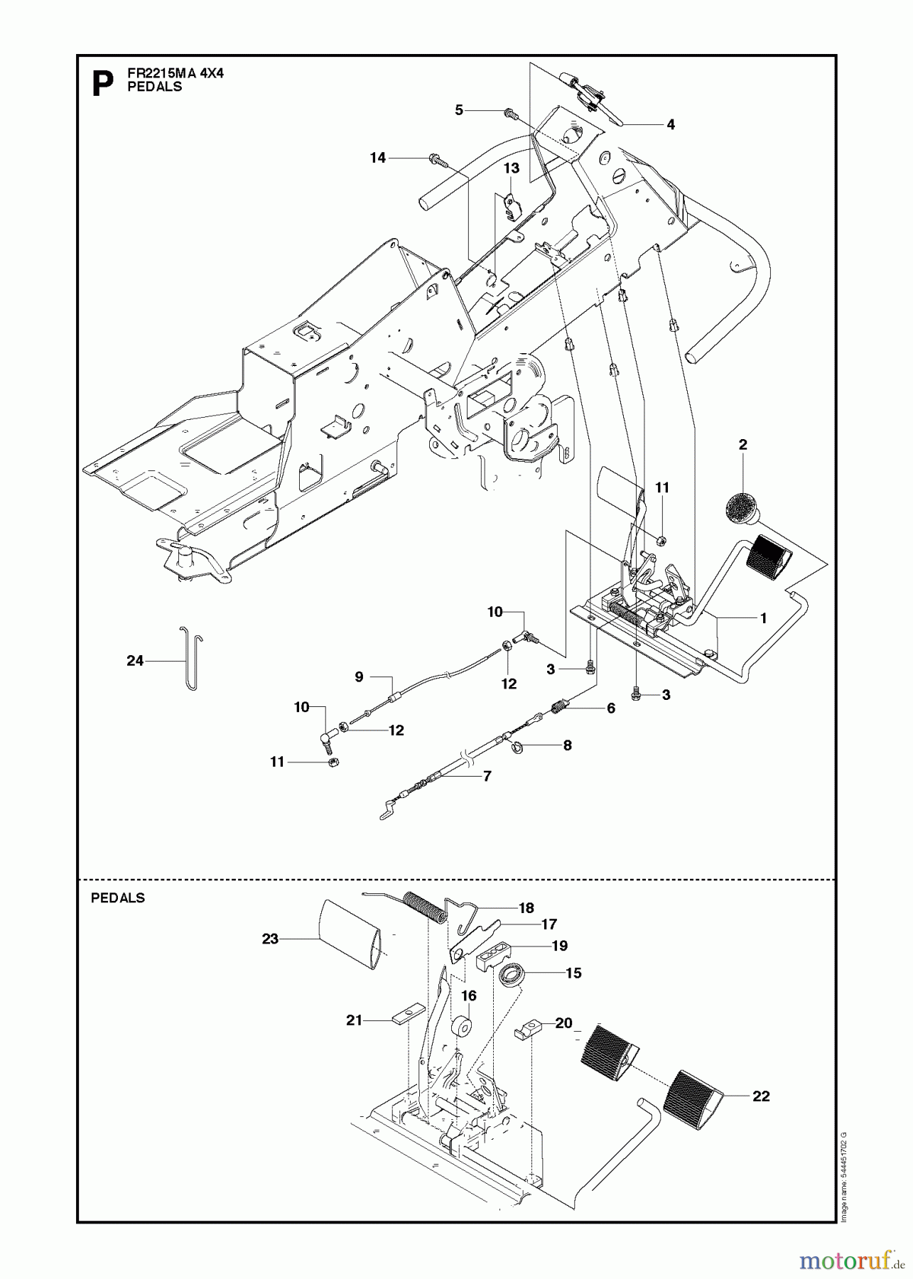 Jonsered Reitermäher FR2215 MA 4x4 (966632201) - Jonsered Rear-Engine Riding Mower (2011) PEDALS