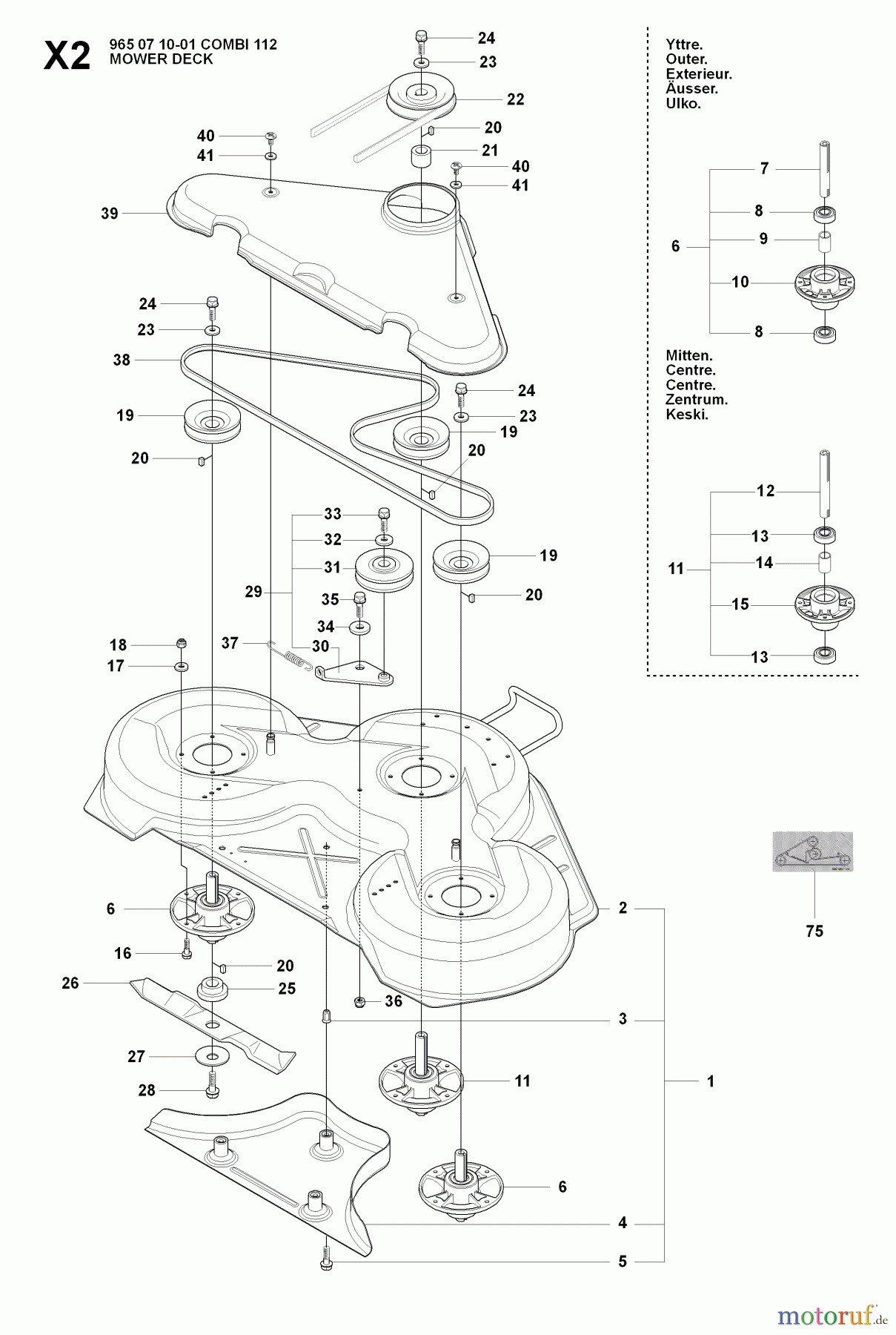 Jonsered Reitermäher FR2216 A (965190501) - Jonsered Rear-Engine Riding Mower (2008-01) 44 /112CM CUTTING DECK #1
