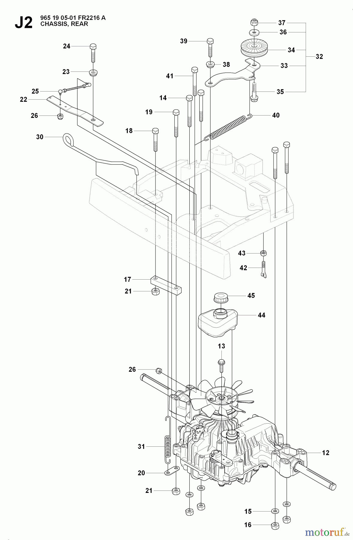 Jonsered Reitermäher FR2216 A (965190501) - Jonsered Rear-Engine Riding Mower (2008-01) CHASSIS ENCLOSURES #2