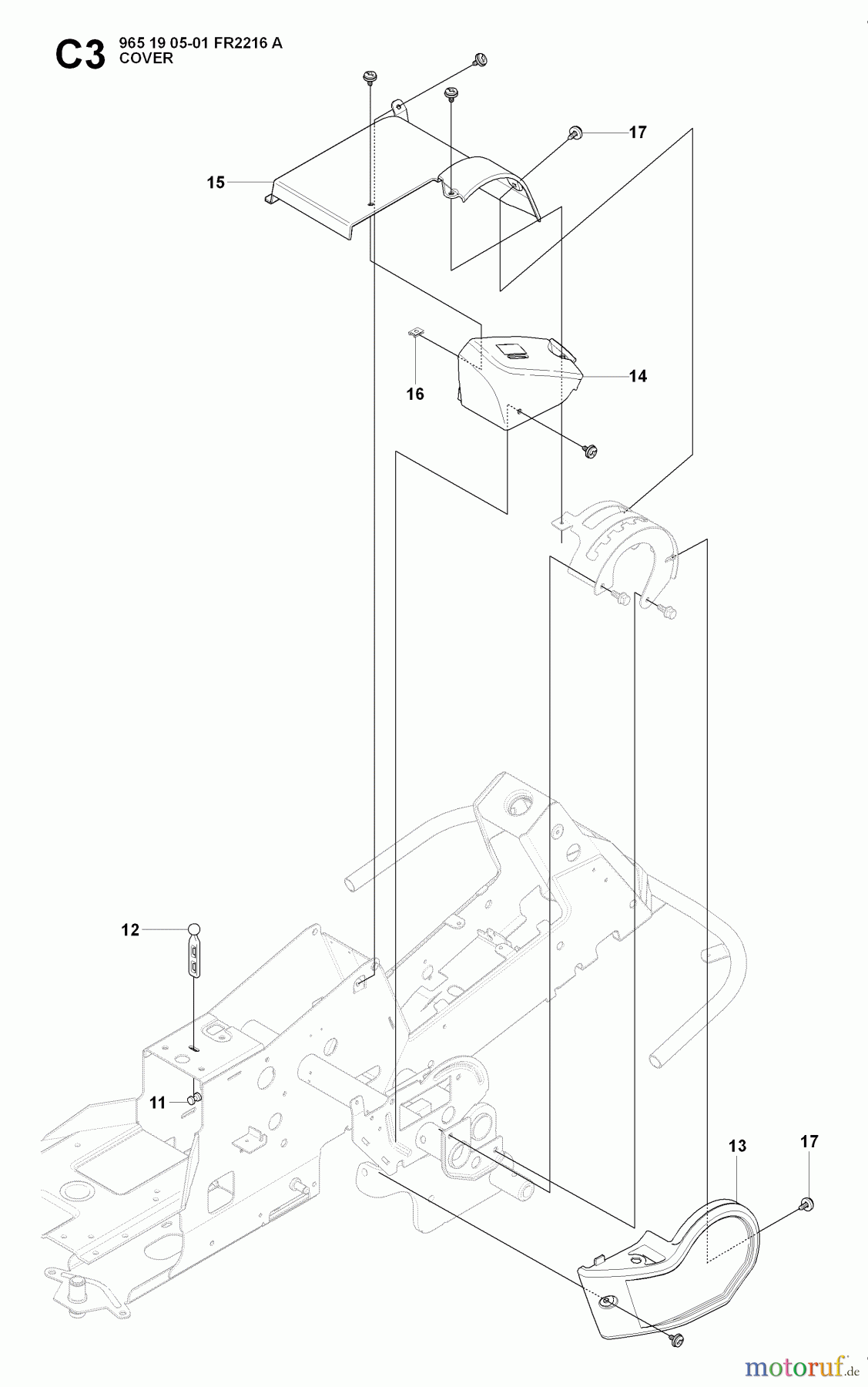 Jonsered Reitermäher FR2216 A (965190501) - Jonsered Rear-Engine Riding Mower (2008-01) COVER #1