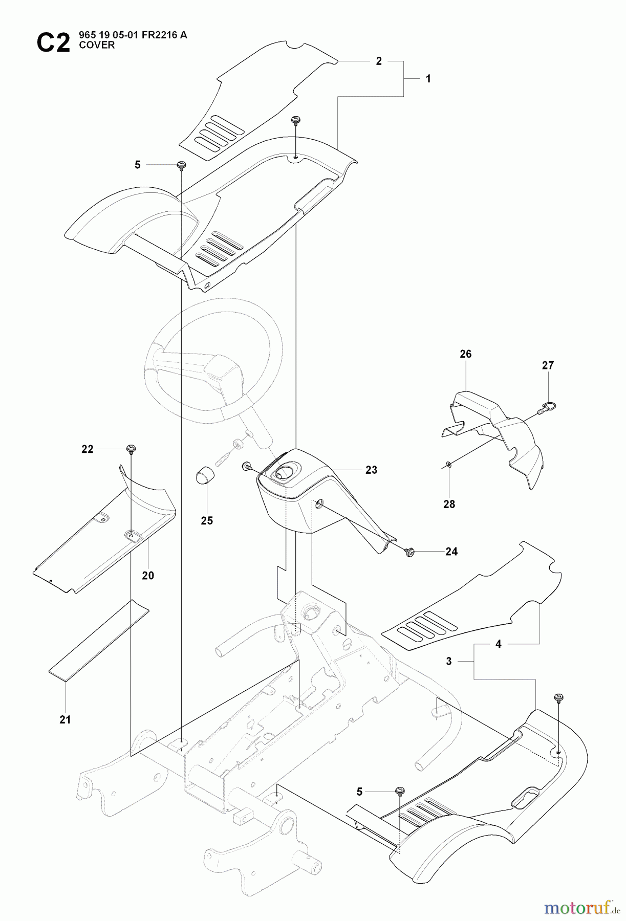  Jonsered Reitermäher FR2216 A (965190501) - Jonsered Rear-Engine Riding Mower (2008-01) COVER #2