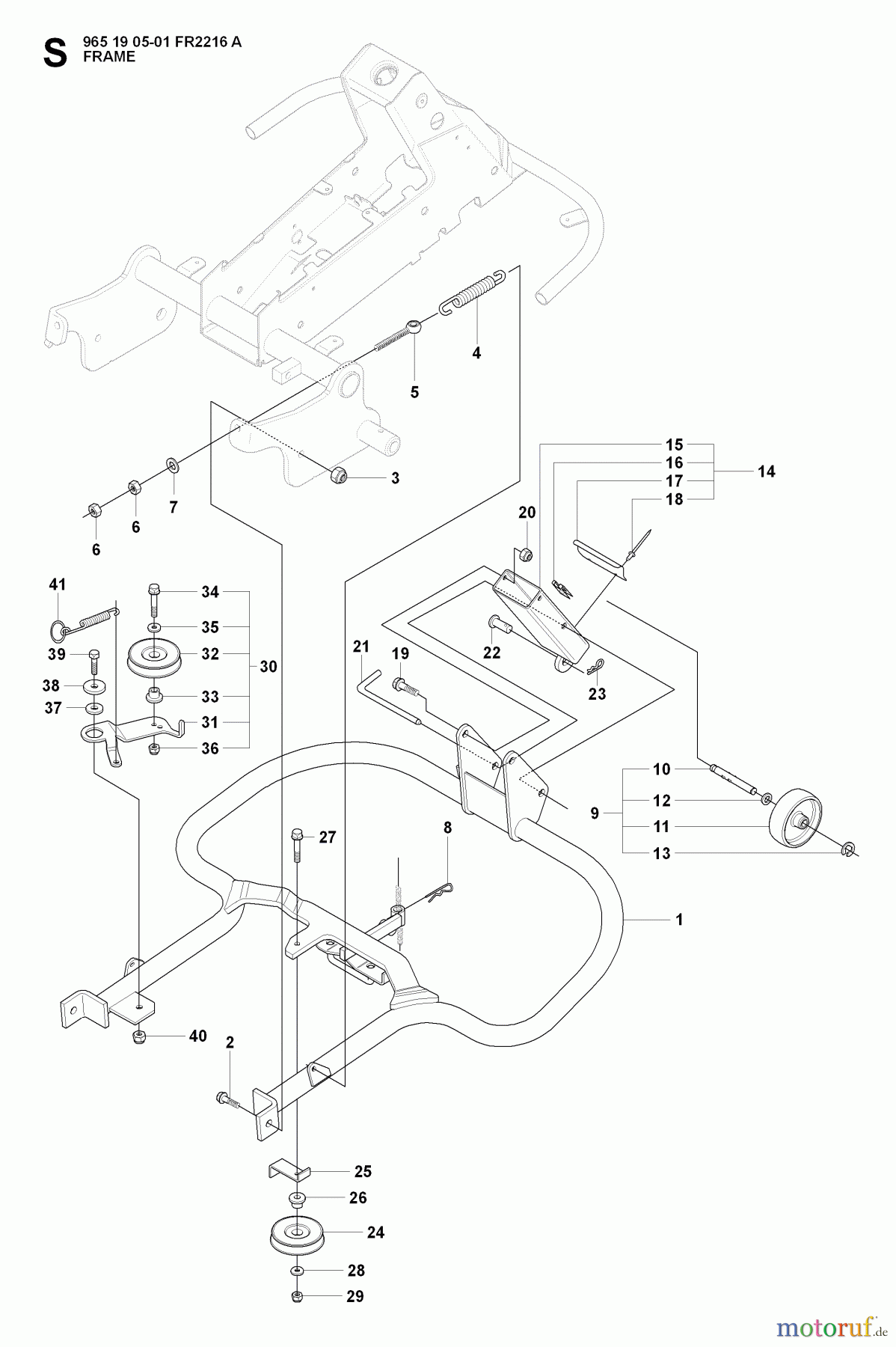 Jonsered Reitermäher FR2216 A (965190501) - Jonsered Rear-Engine Riding Mower (2008-01) FRAME