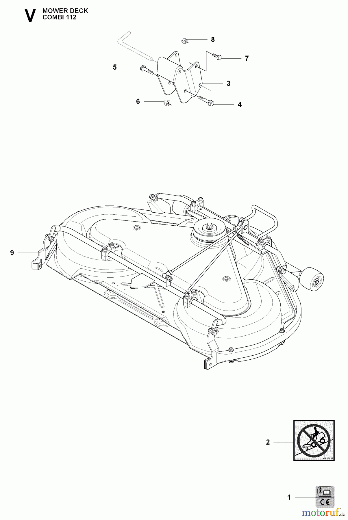 Jonsered Reitermäher FR2216 A (965190501) - Jonsered Rear-Engine Riding Mower (2009-02) 44 /112CM CUTTING DECK #1