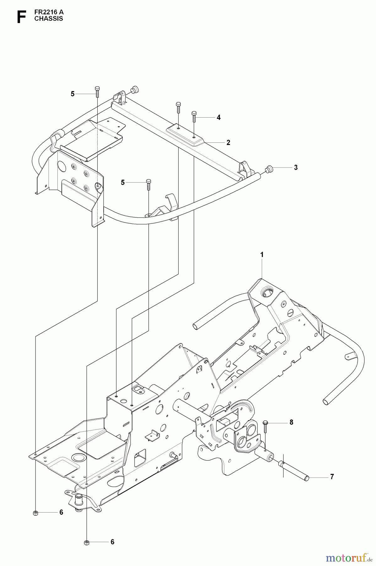 Jonsered Reitermäher FR2216 A (965190501) - Jonsered Rear-Engine Riding Mower (2009-02) CHASSIS / FRAME