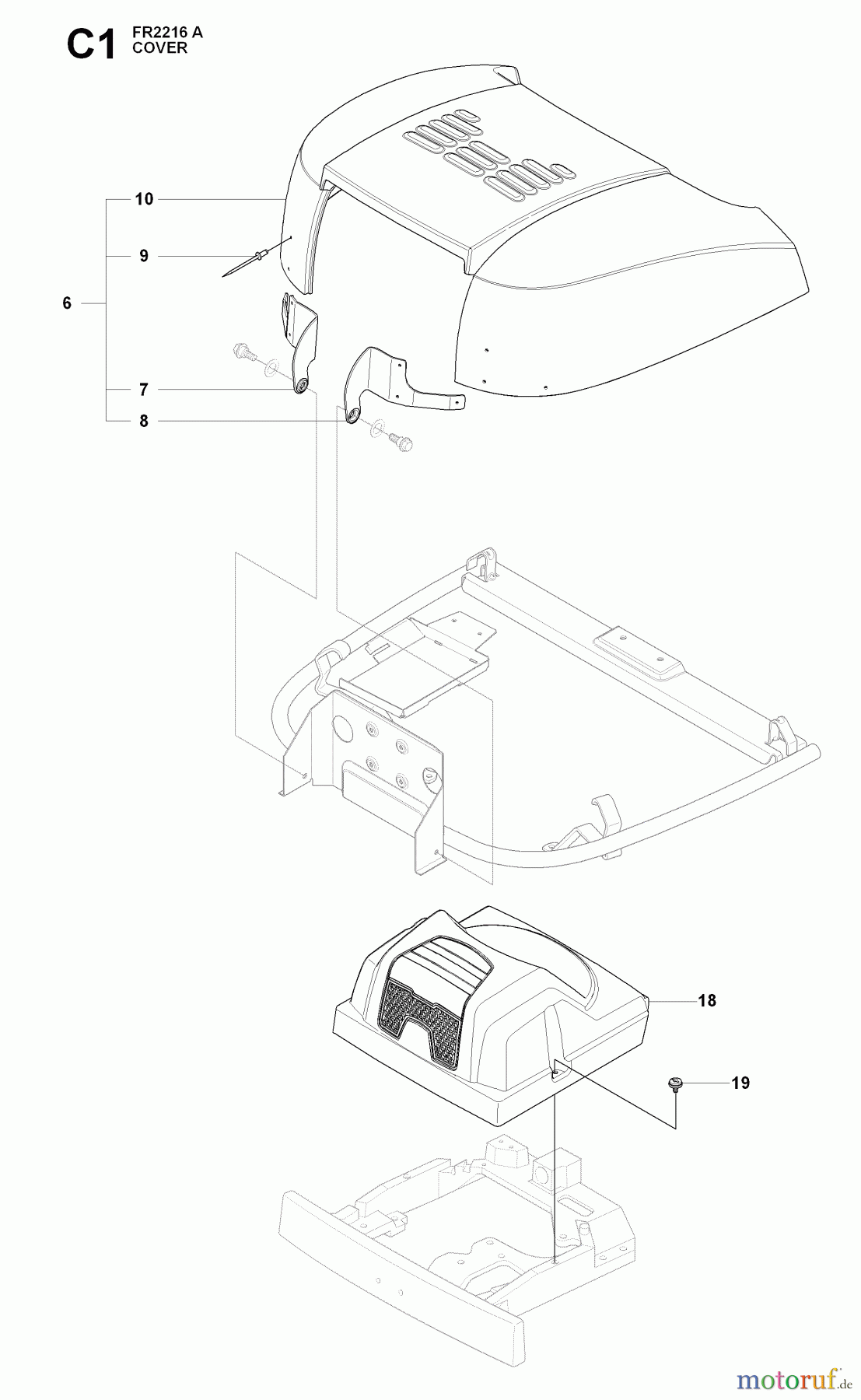  Jonsered Reitermäher FR2216 A (965190501) - Jonsered Rear-Engine Riding Mower (2009-02) HOOD